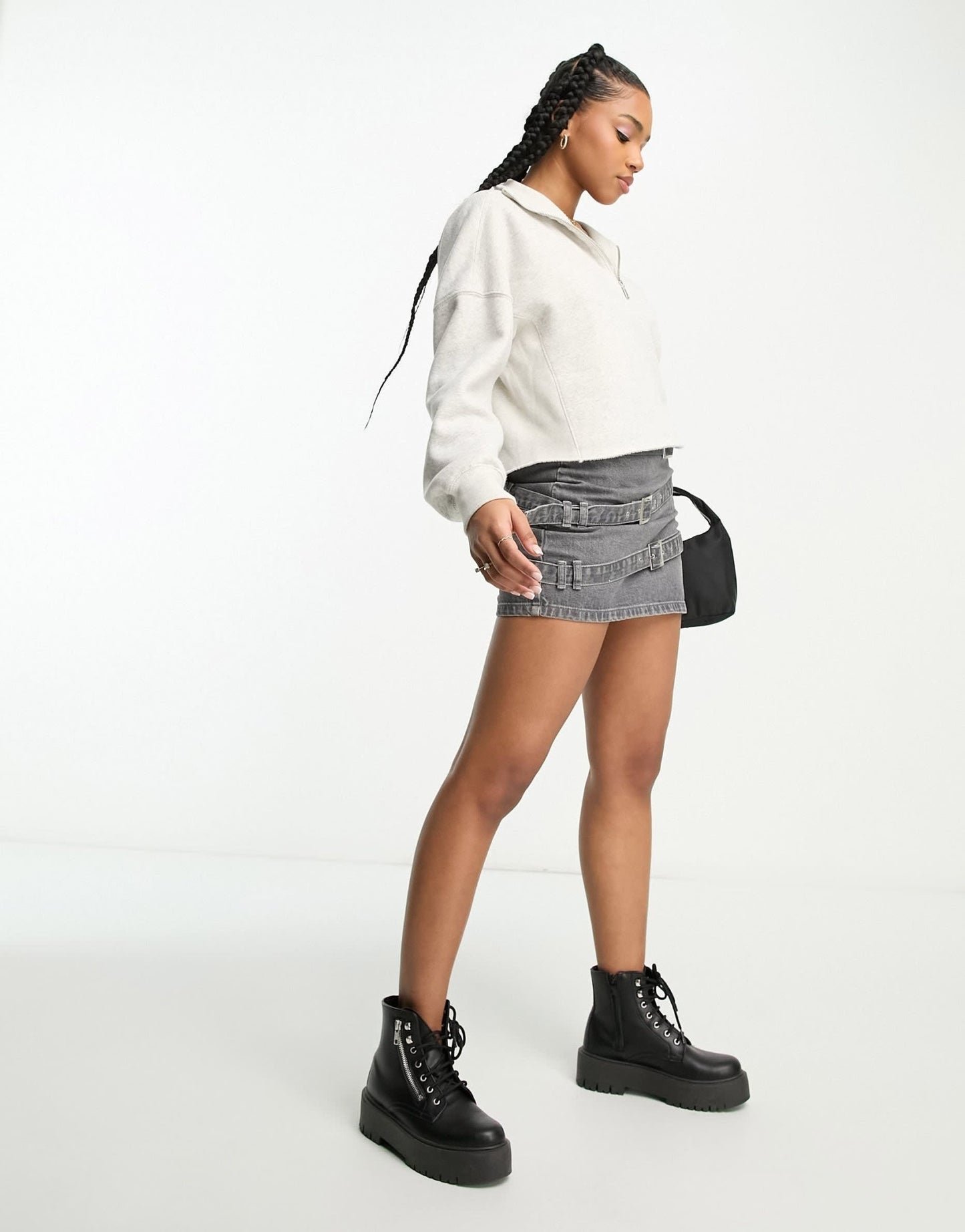 Abercrombie & Fitch half zip sweatshirt in light grey - ASOS Sample Sale EU Store