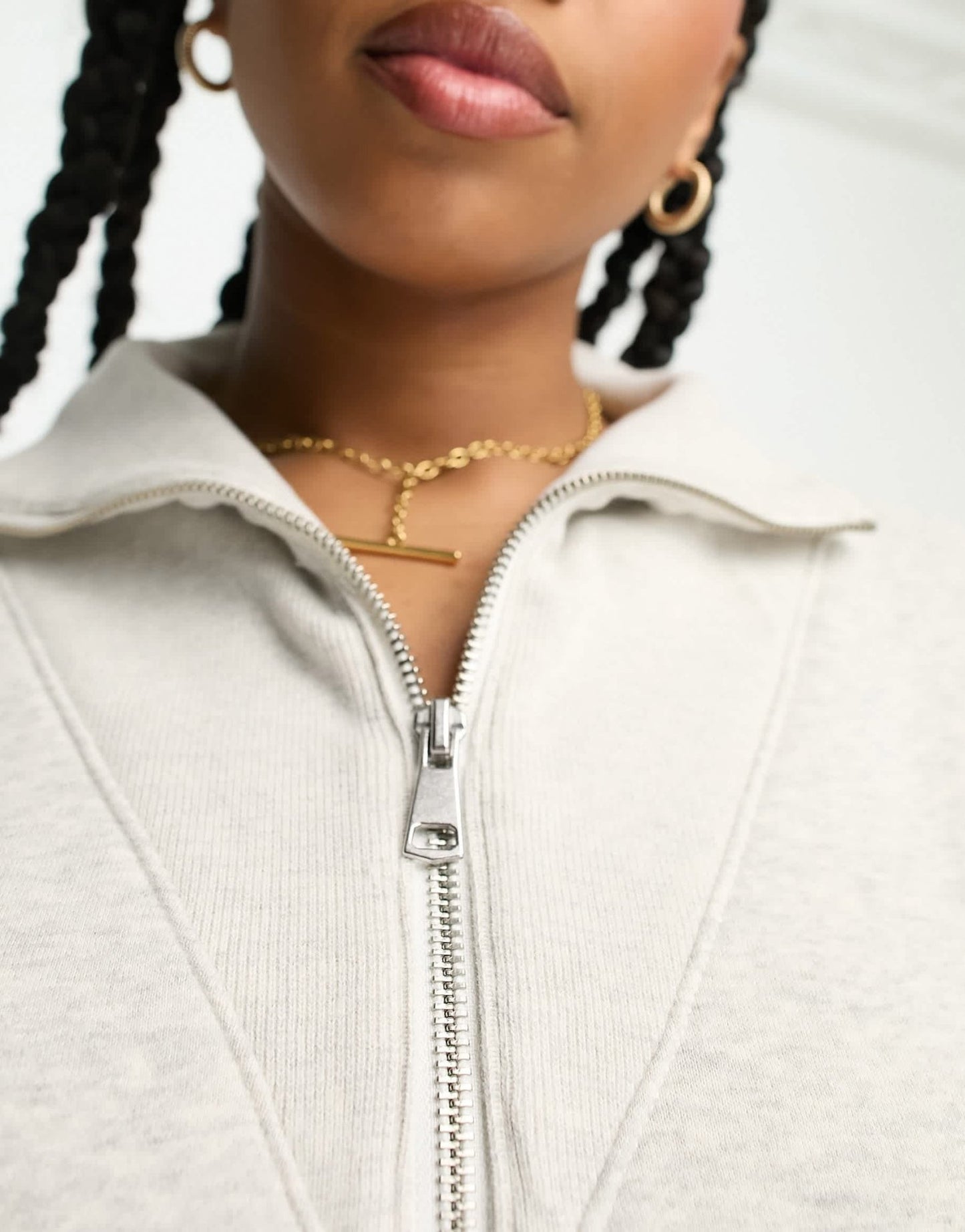 Abercrombie & Fitch half zip sweatshirt in light grey - ASOS Sample Sale EU Store