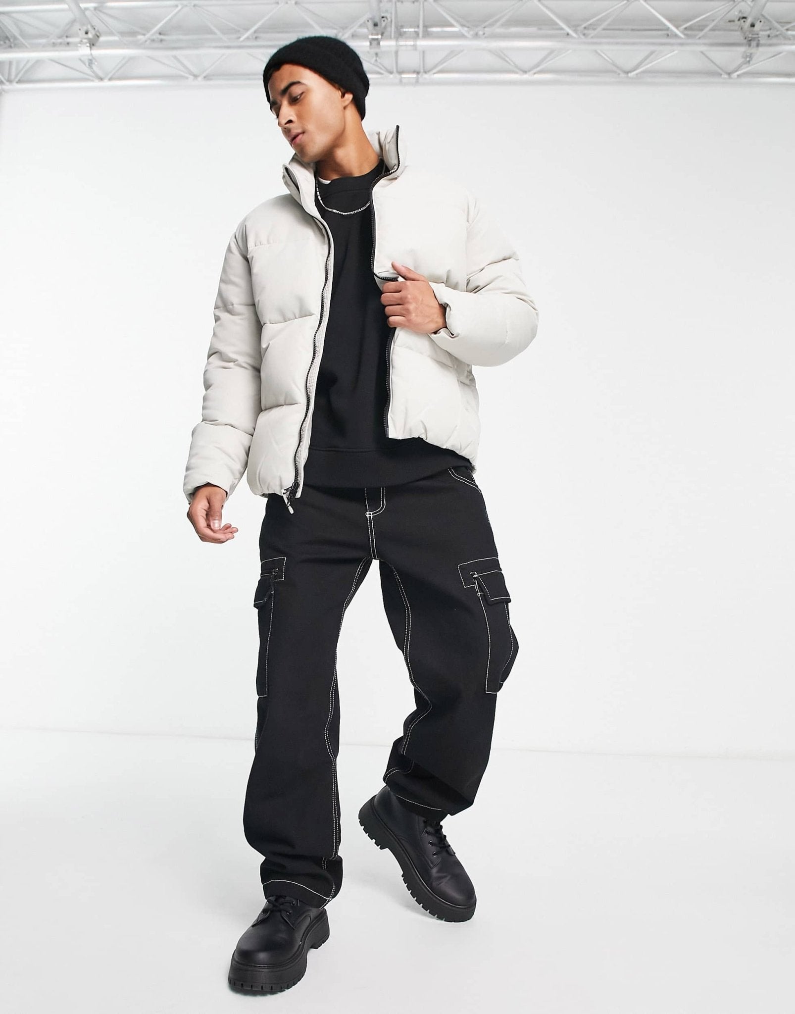 Abercrombie & Fitch heavyweight puffer jacket in beige - ASOS Sample Sale EU Store