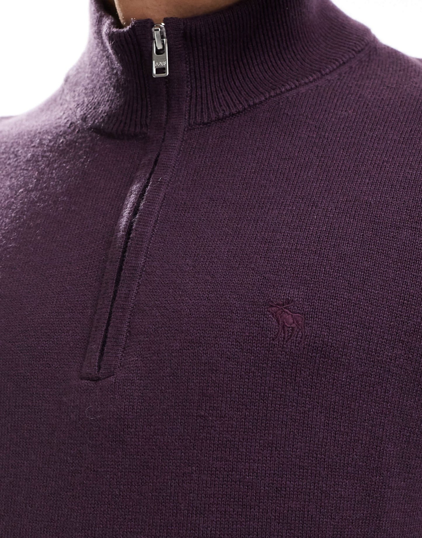 Abercrombie & Fitch icon logo merino knit half zip jumper in mauve - ASOS Sample Sale EU Store