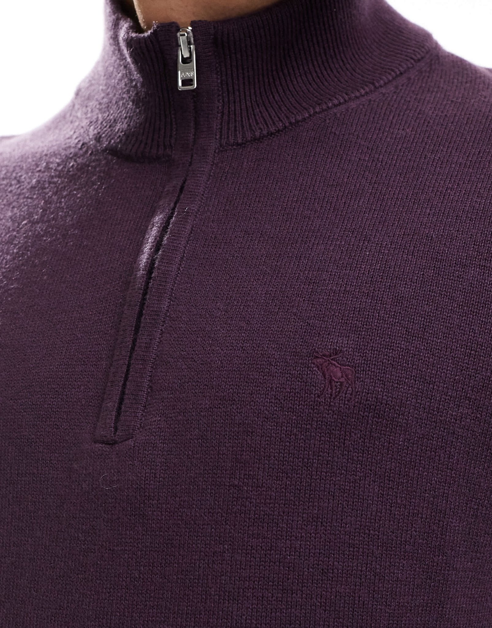 Abercrombie & Fitch icon logo merino knit half zip jumper in mauve - ASOS Sample Sale EU Store