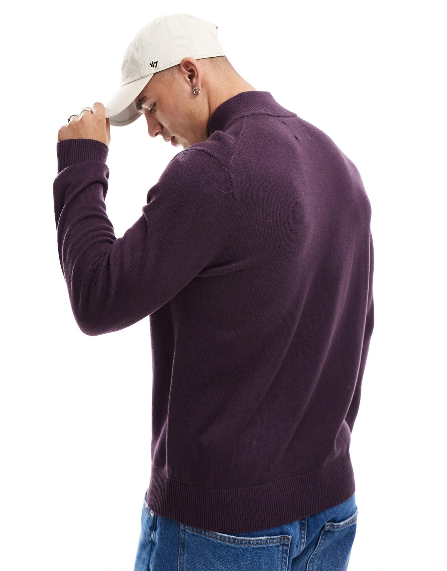 Abercrombie & Fitch icon logo merino knit half zip jumper in mauve - ASOS Sample Sale EU Store