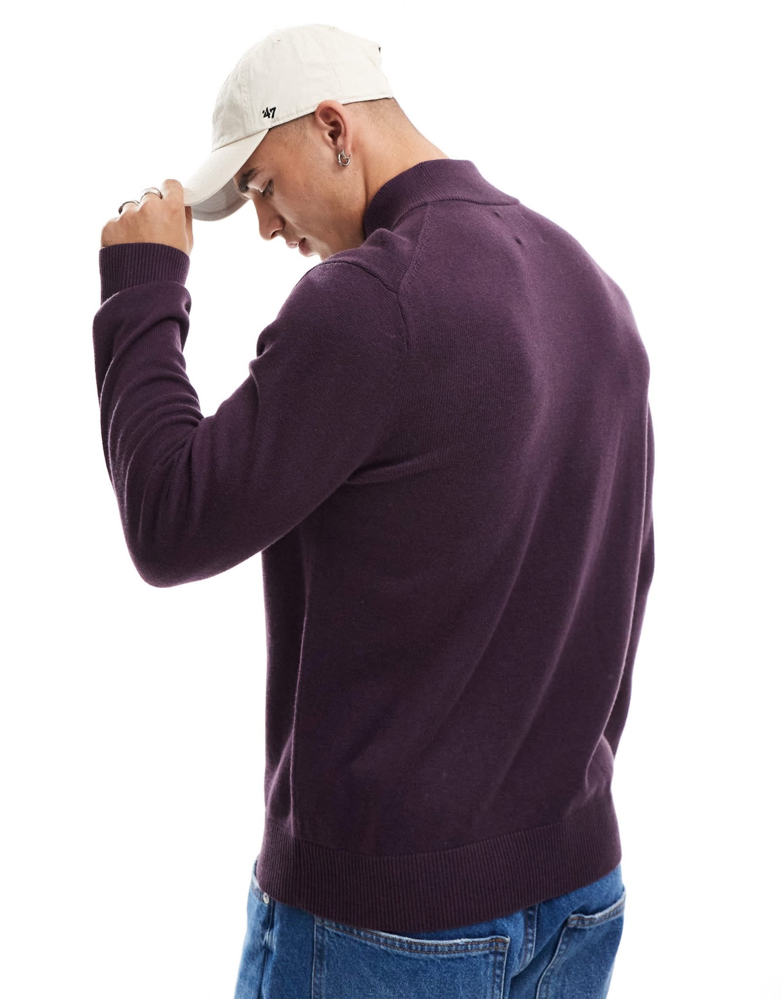 Abercrombie & Fitch icon logo merino knit half zip jumper in mauve - ASOS Sample Sale EU Store