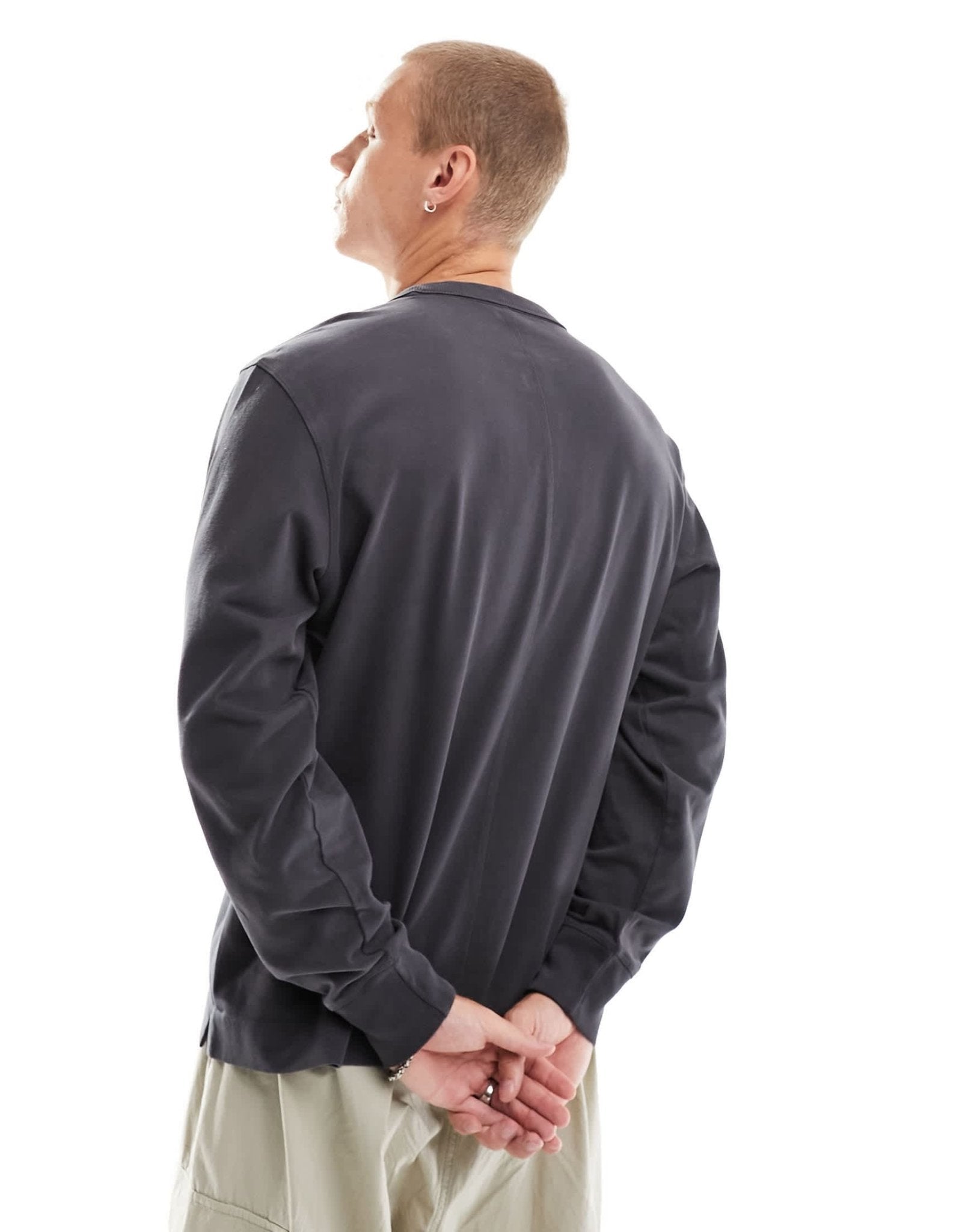 Abercrombie & Fitch icon logo premium henley long sleeve in washed black - ASOS Sample Sale EU Store