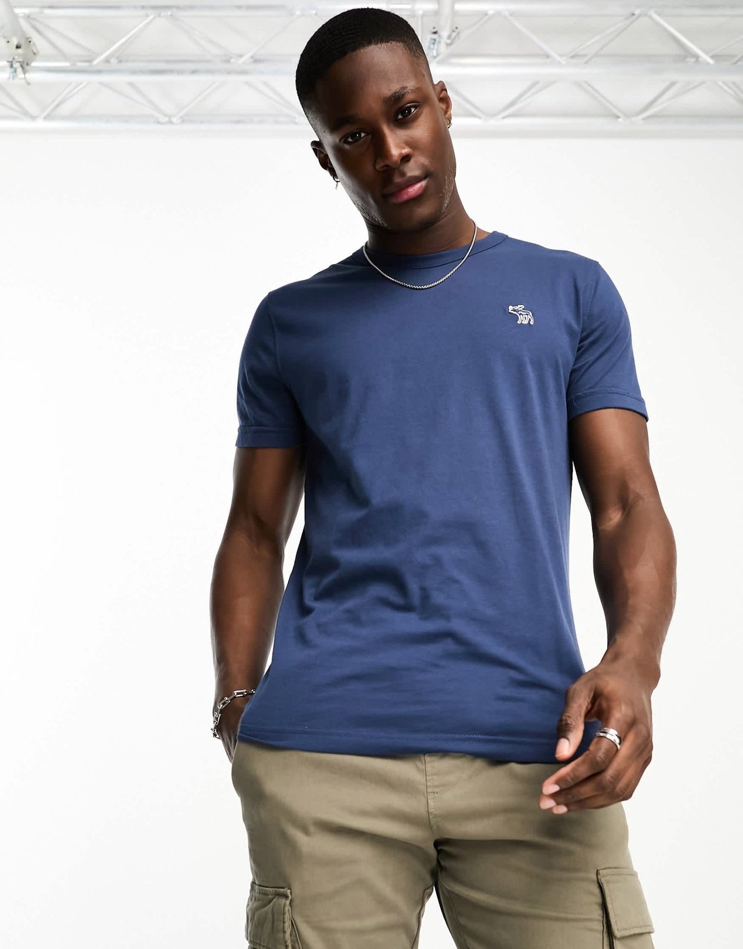 Abercrombie & Fitch icon logo t-shirt in mid blue - ASOS Sample Sale EU Store
