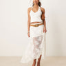 Gonna lunga fluida con dettagli in pizzo Abercrombie & Fitch bianca