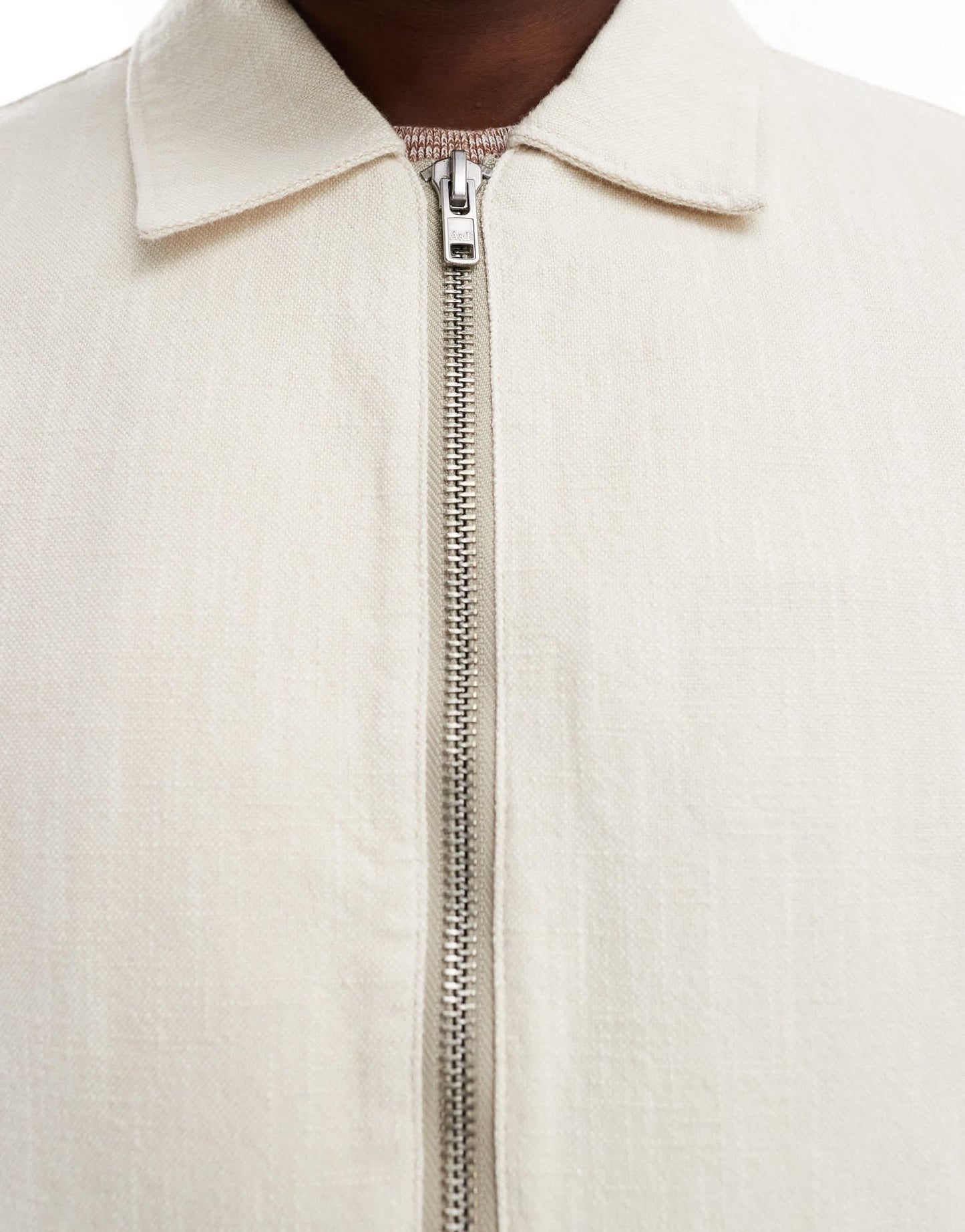 Abercrombie & Fitch lightweight linen zip front harrington jacket in beige - ASOS Sample Sale EU Store