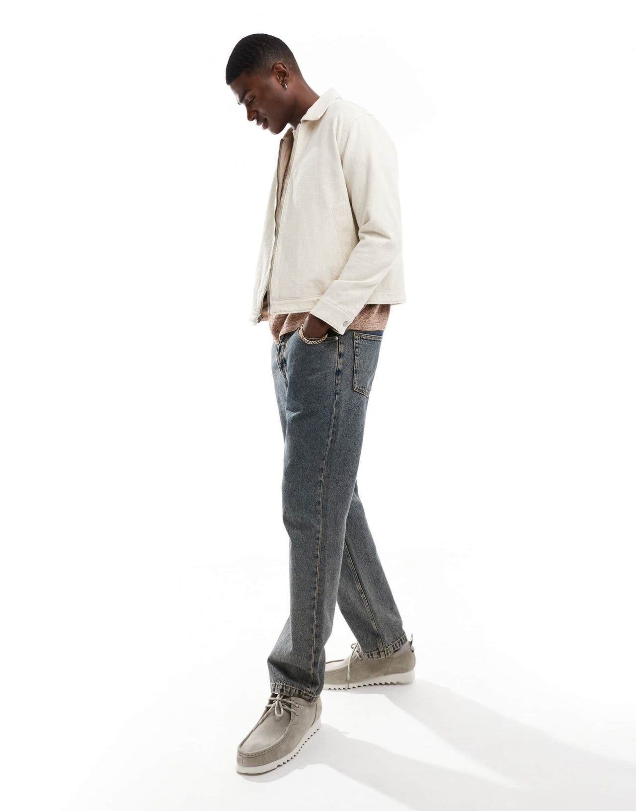 Abercrombie & Fitch lightweight linen zip front harrington jacket in beige - ASOS Sample Sale EU Store