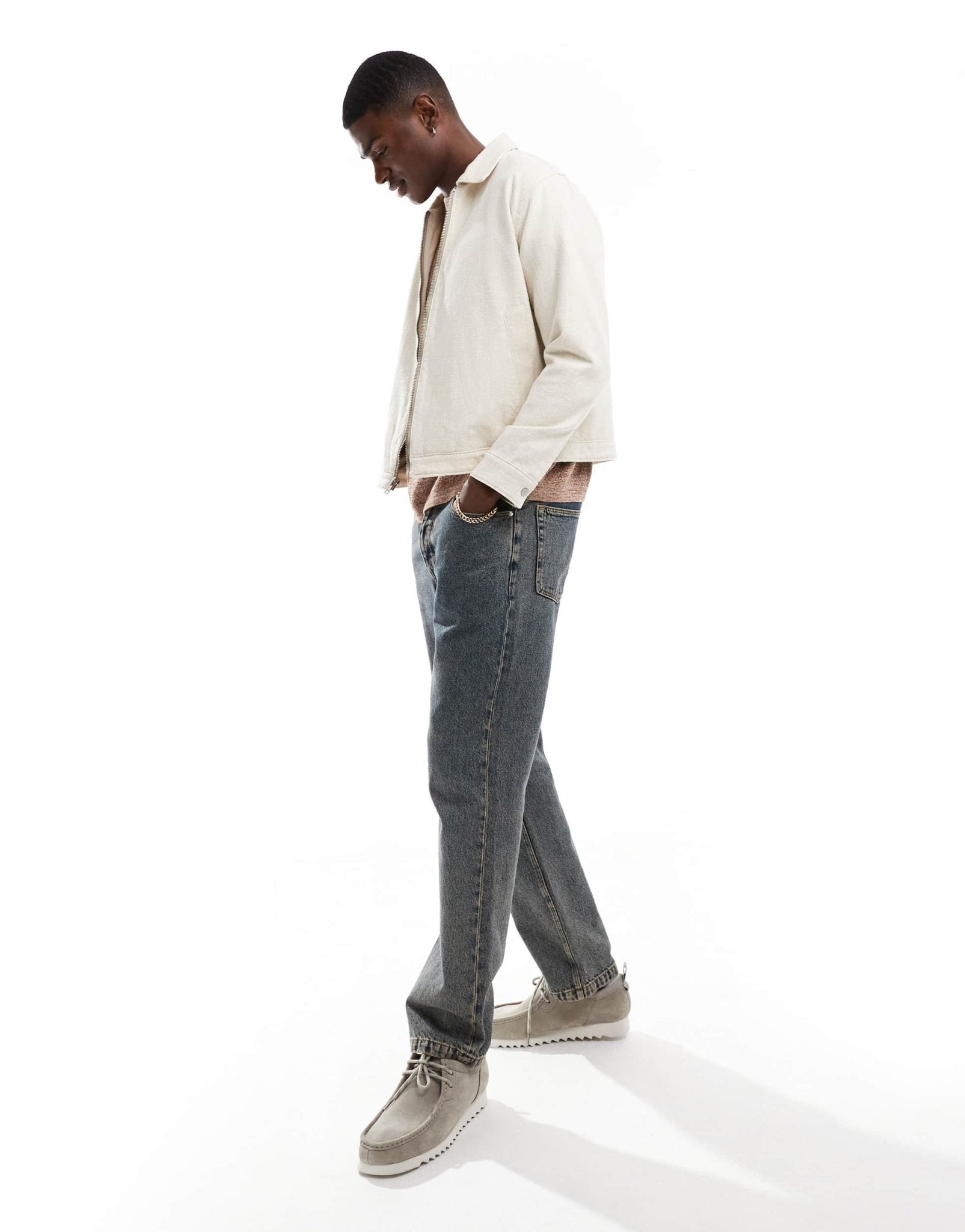 Abercrombie & Fitch lightweight linen zip front harrington jacket in beige - ASOS Sample Sale EU Store