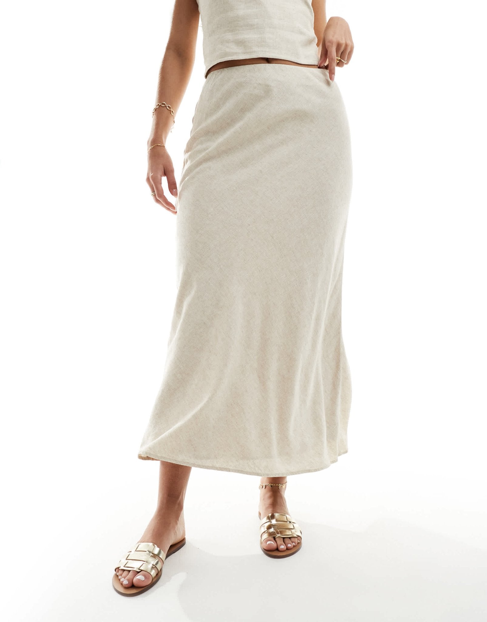 Abercrombie & Fitch linen blend bias cut maxi skirt in oatmeal co - ord - ASOS Sample Sale EU Store
