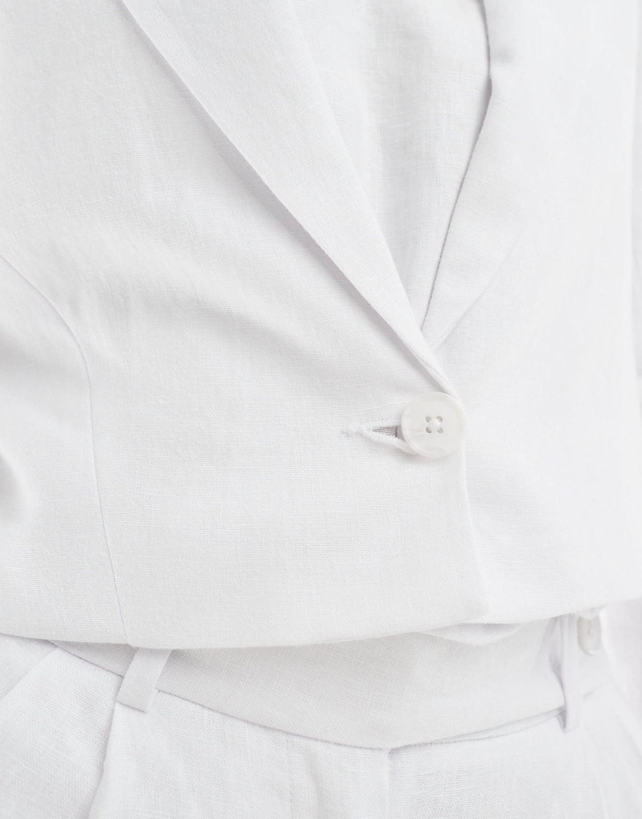 Abercrombie & Fitch linen blend cropped blazer in white mix and match - ASOS Sample Sale EU Store
