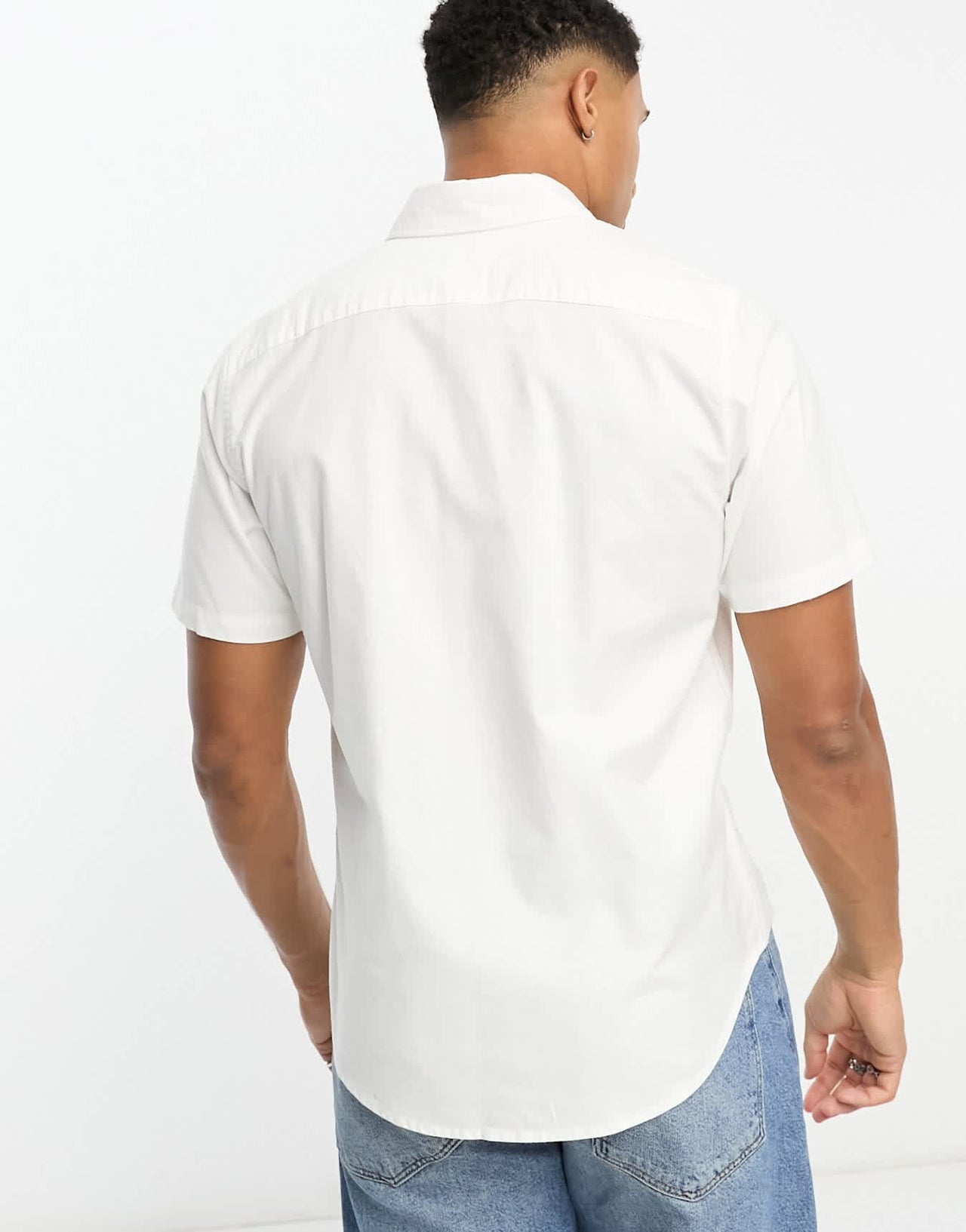 Abercrombie & Fitch logo short sleeve oxford shirt in white - ASOS Sample Sale EU Store