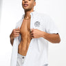 Chemise oxford manches courtes rayée logo Abercrombie & Fitch bleu/blanc