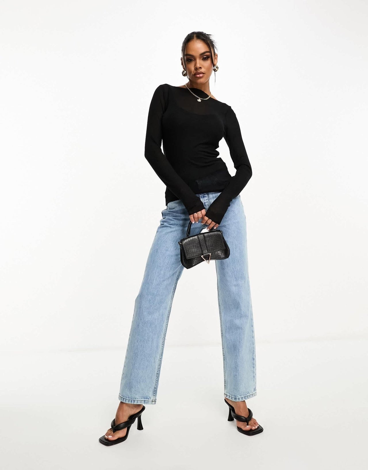 Abercrombie & Fitch long sleeve semi sheer top in black - ASOS Sample Sale EU Store