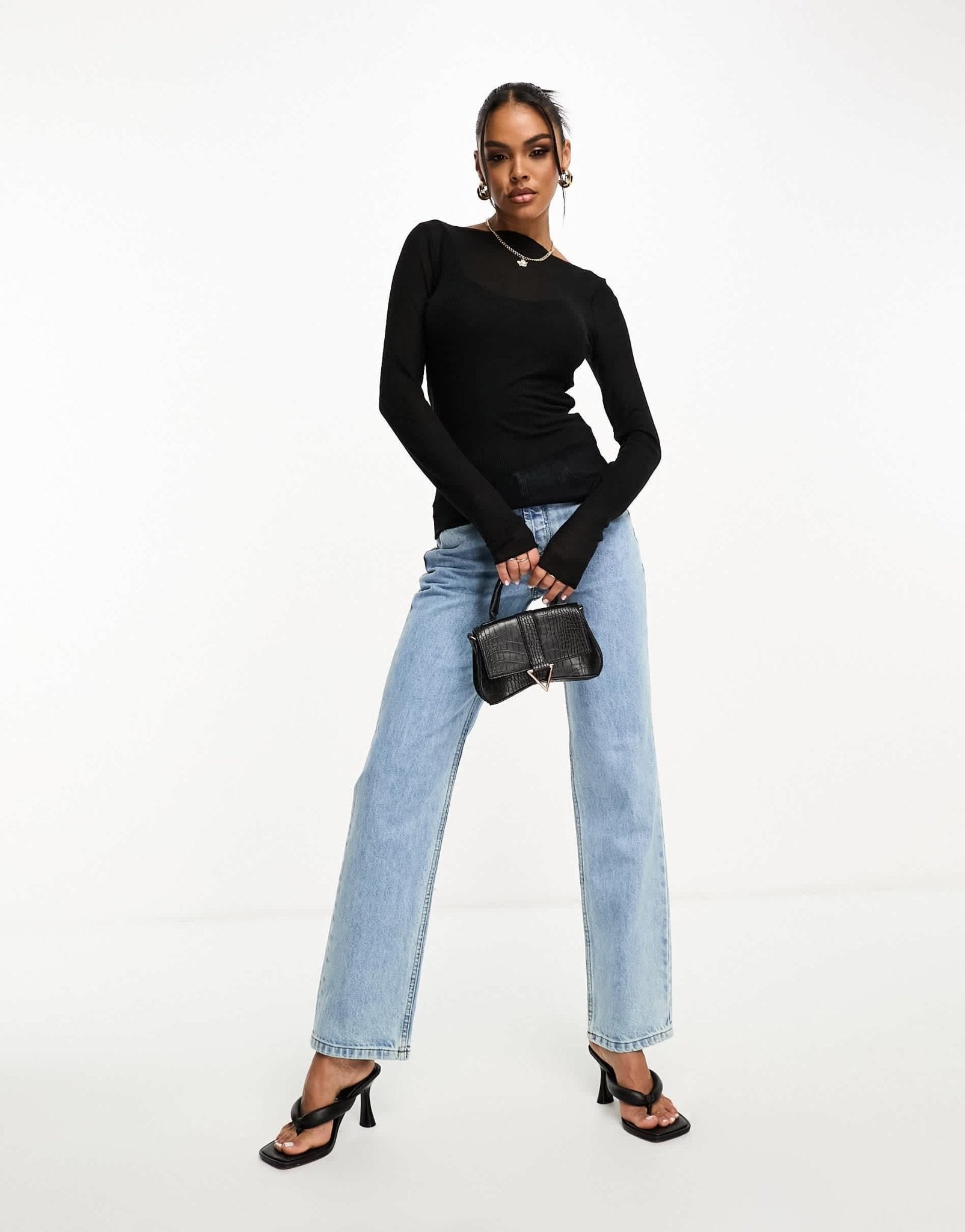 Abercrombie & Fitch long sleeve semi sheer top in black - ASOS Sample Sale EU Store