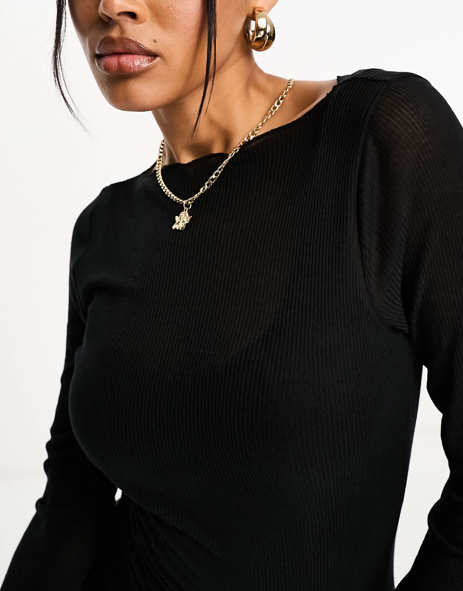 Abercrombie & Fitch long sleeve semi sheer top in black - ASOS Sample Sale EU Store
