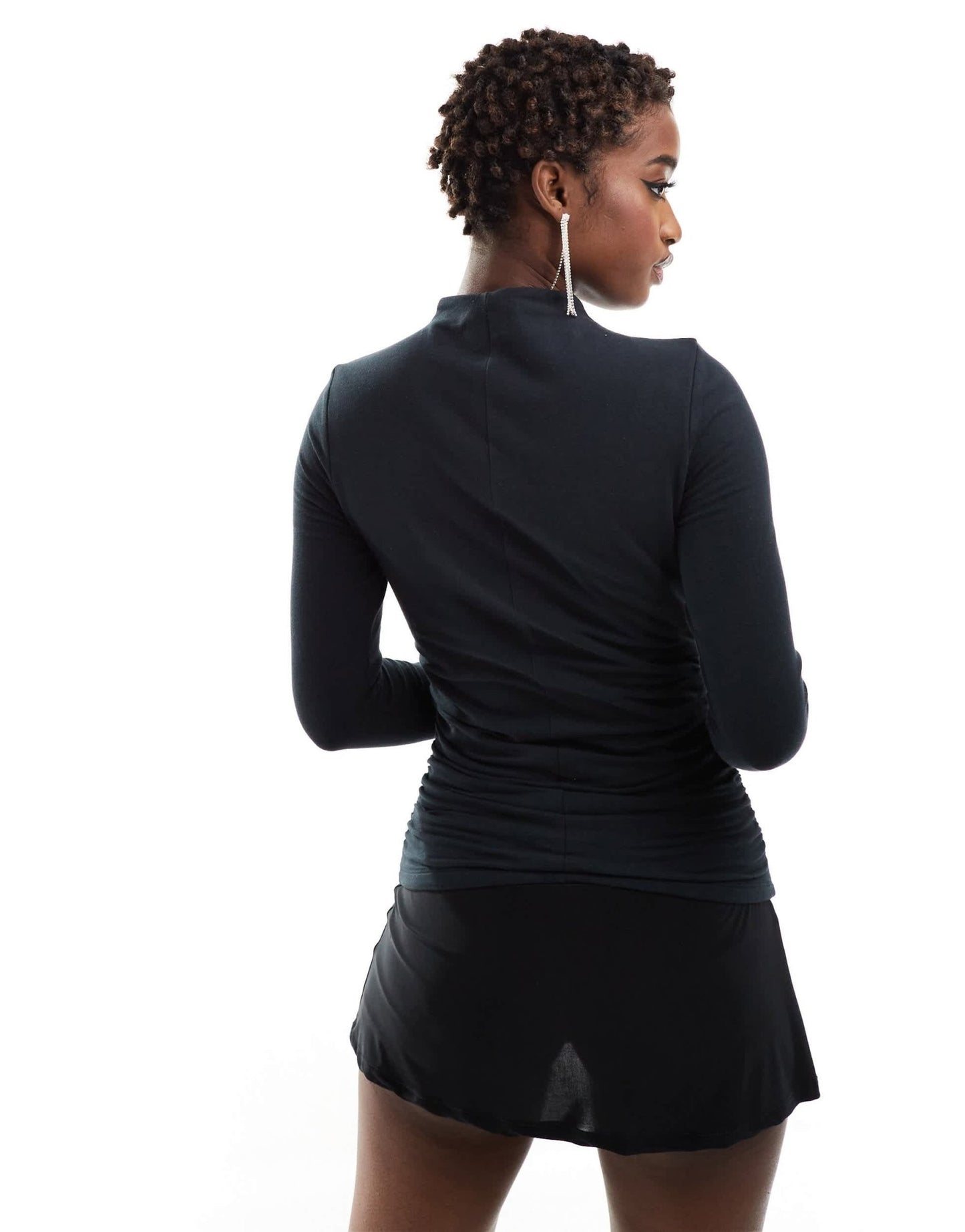 Abercrombie & Fitch mock neck long sleeve top in black with side ruching - ASOS Sample Sale EU Store