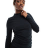 Abercrombie & Fitch mock neck long sleeve top in black with side ruching