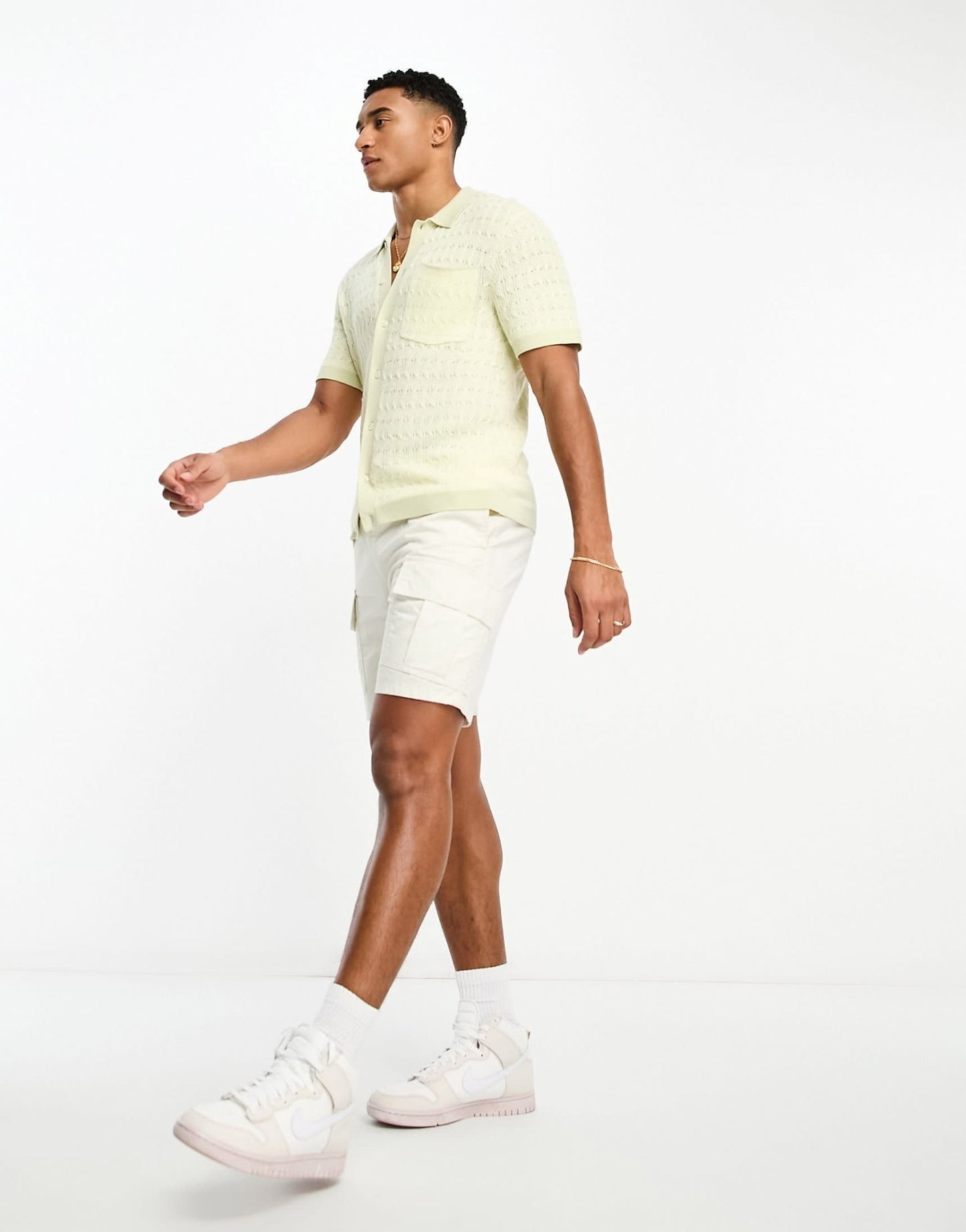 Abercrombie & Fitch open knit polo shirt with tipping in yellow/green - ASOS Sample Sale EU Store