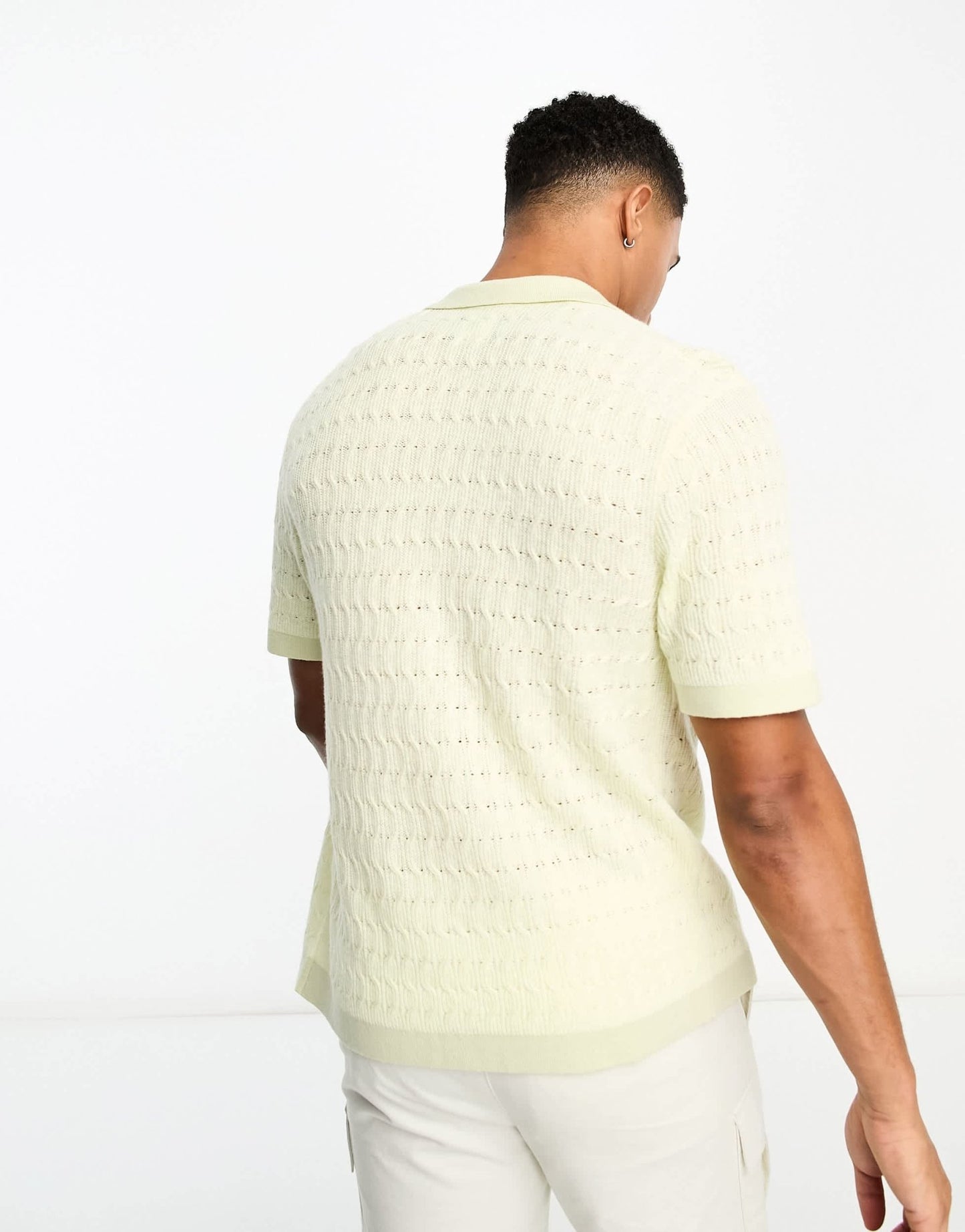 Abercrombie & Fitch open knit polo shirt with tipping in yellow/green - ASOS Sample Sale EU Store