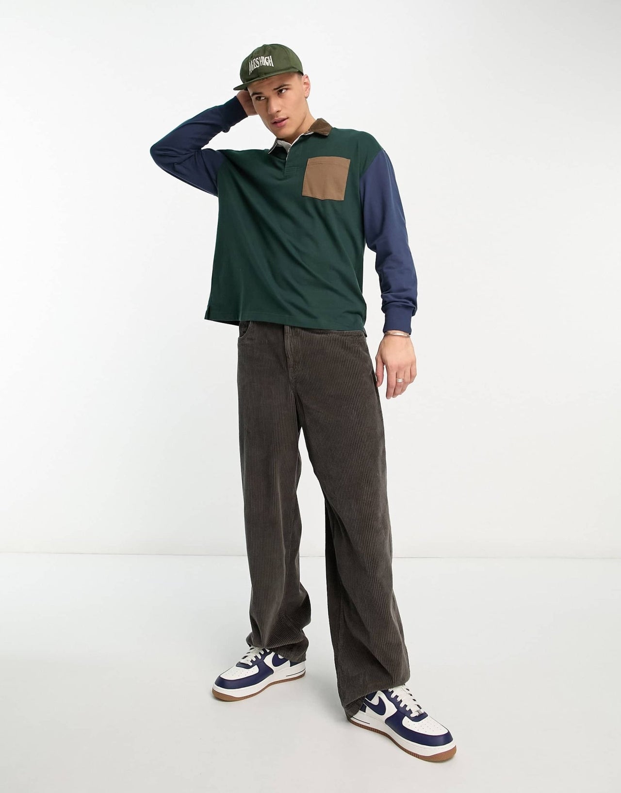 Abercrombie & Fitch oversized colour block rugby polo in dark green - ASOS Sample Sale EU Store