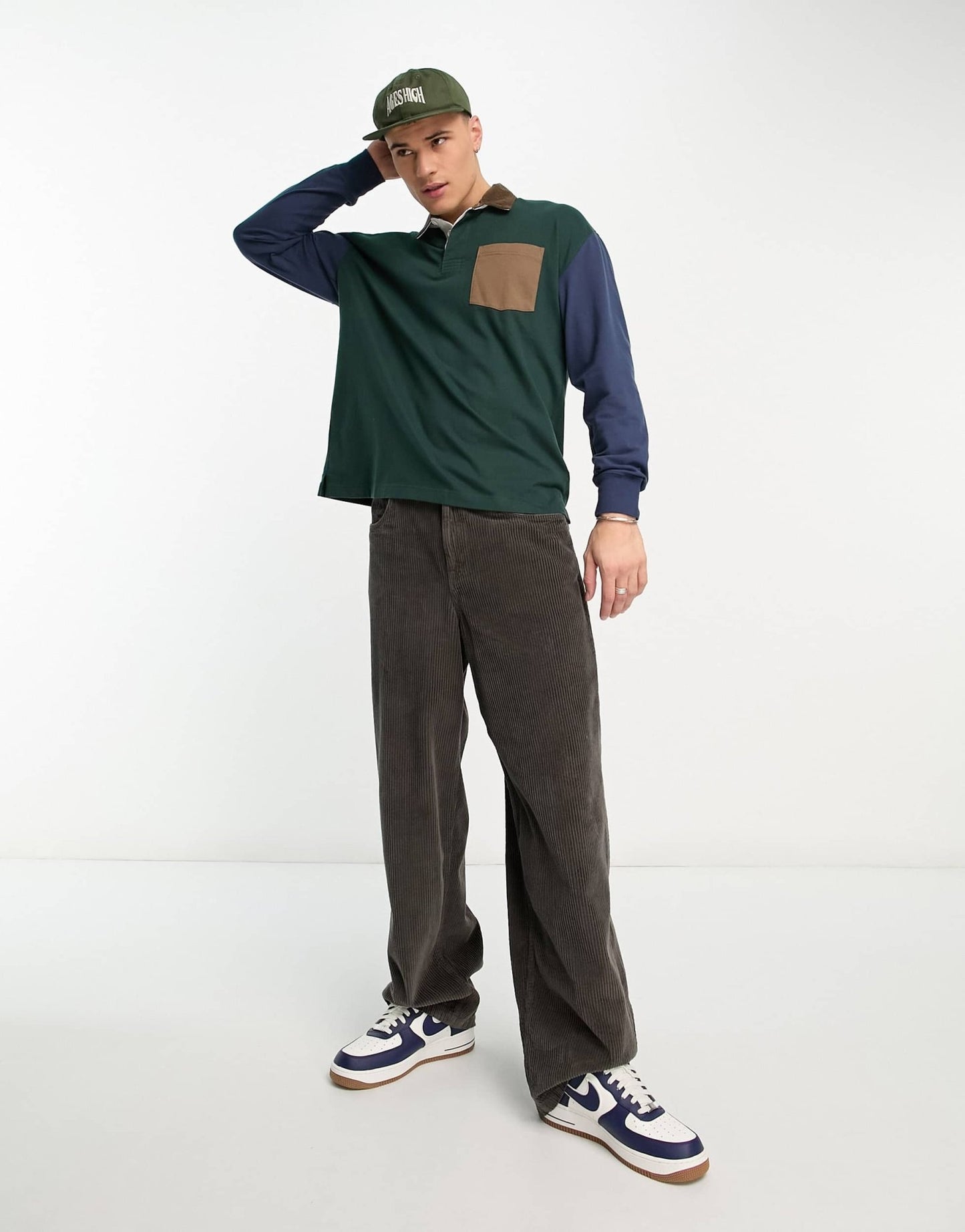 Abercrombie & Fitch oversized colour block rugby polo in dark green - ASOS Sample Sale EU Store