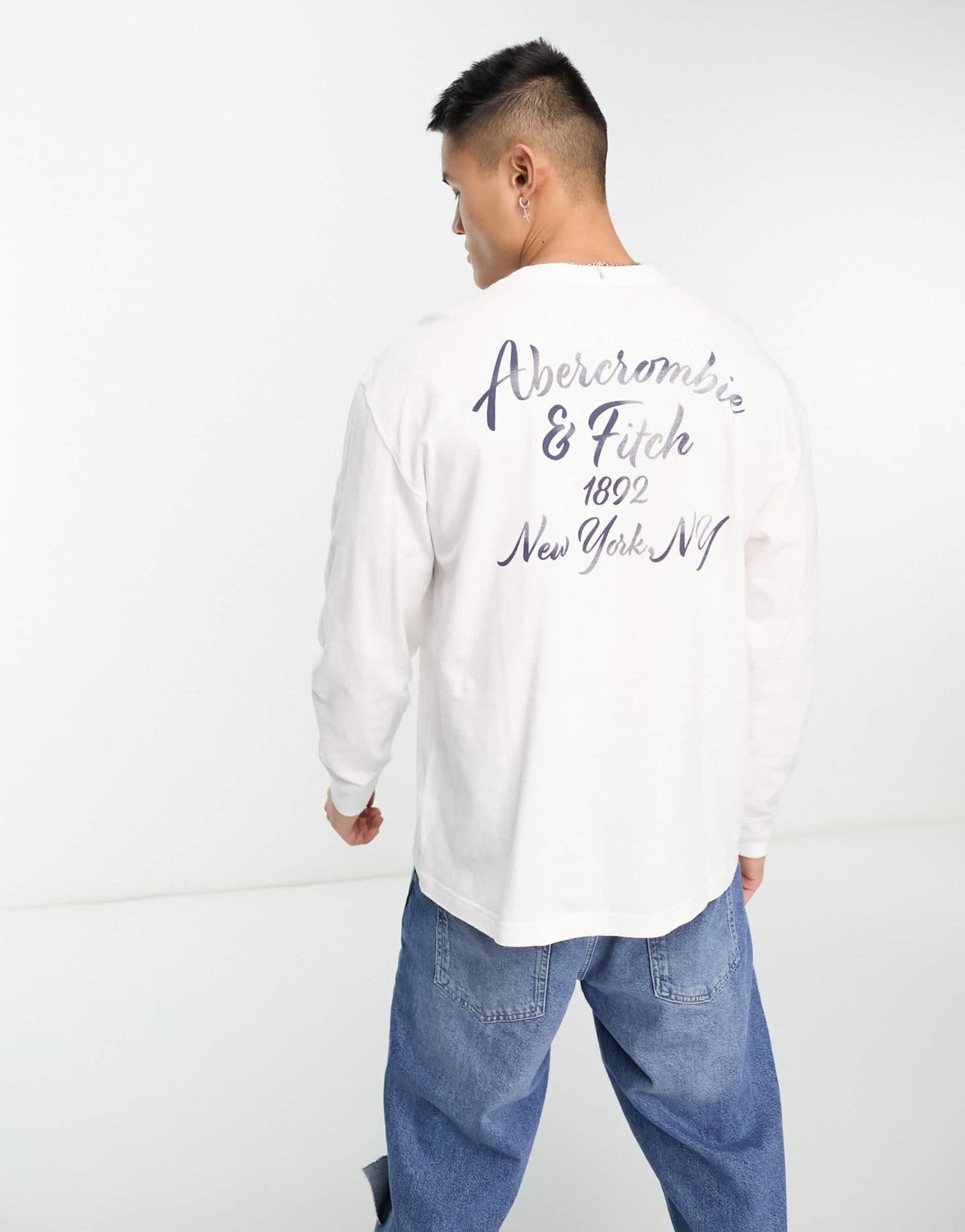 Abercrombie & Fitch patch & back logo long sleeve top in white - ASOS Sample Sale EU Store