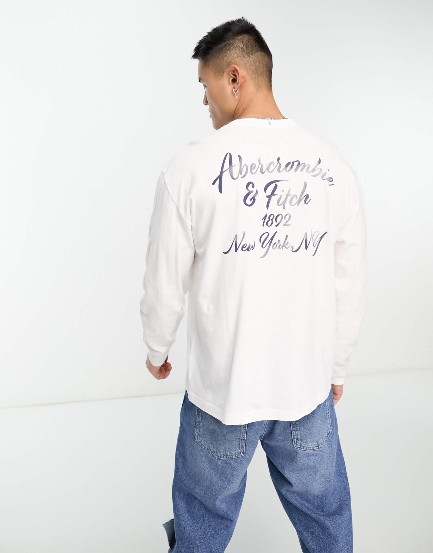 Abercrombie & Fitch patch & back logo long sleeve top in white - ASOS Sample Sale EU Store