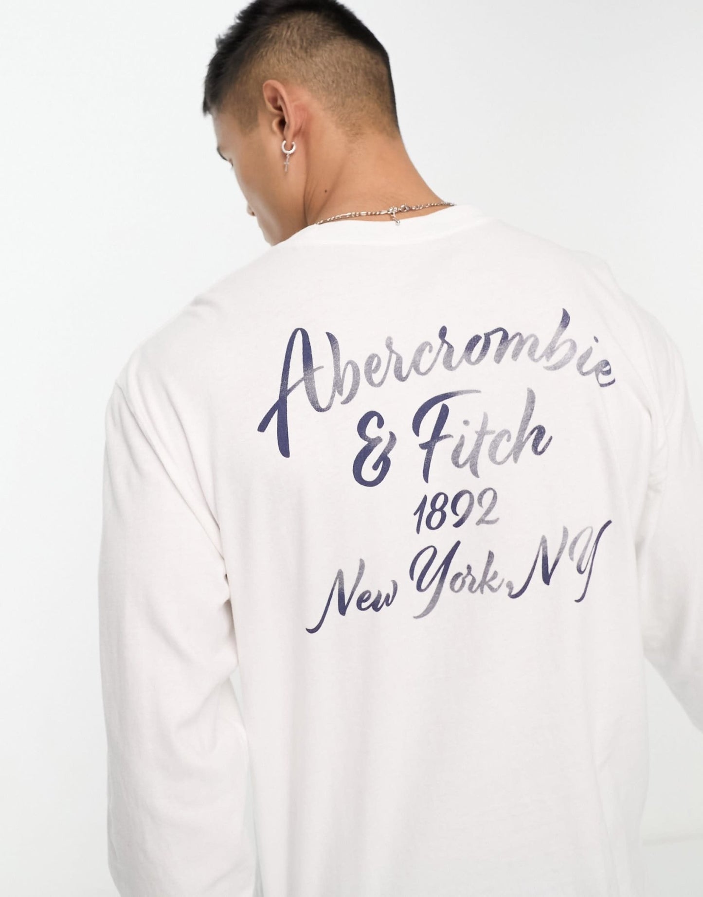 Abercrombie & Fitch patch & back logo long sleeve top in white - ASOS Sample Sale EU Store