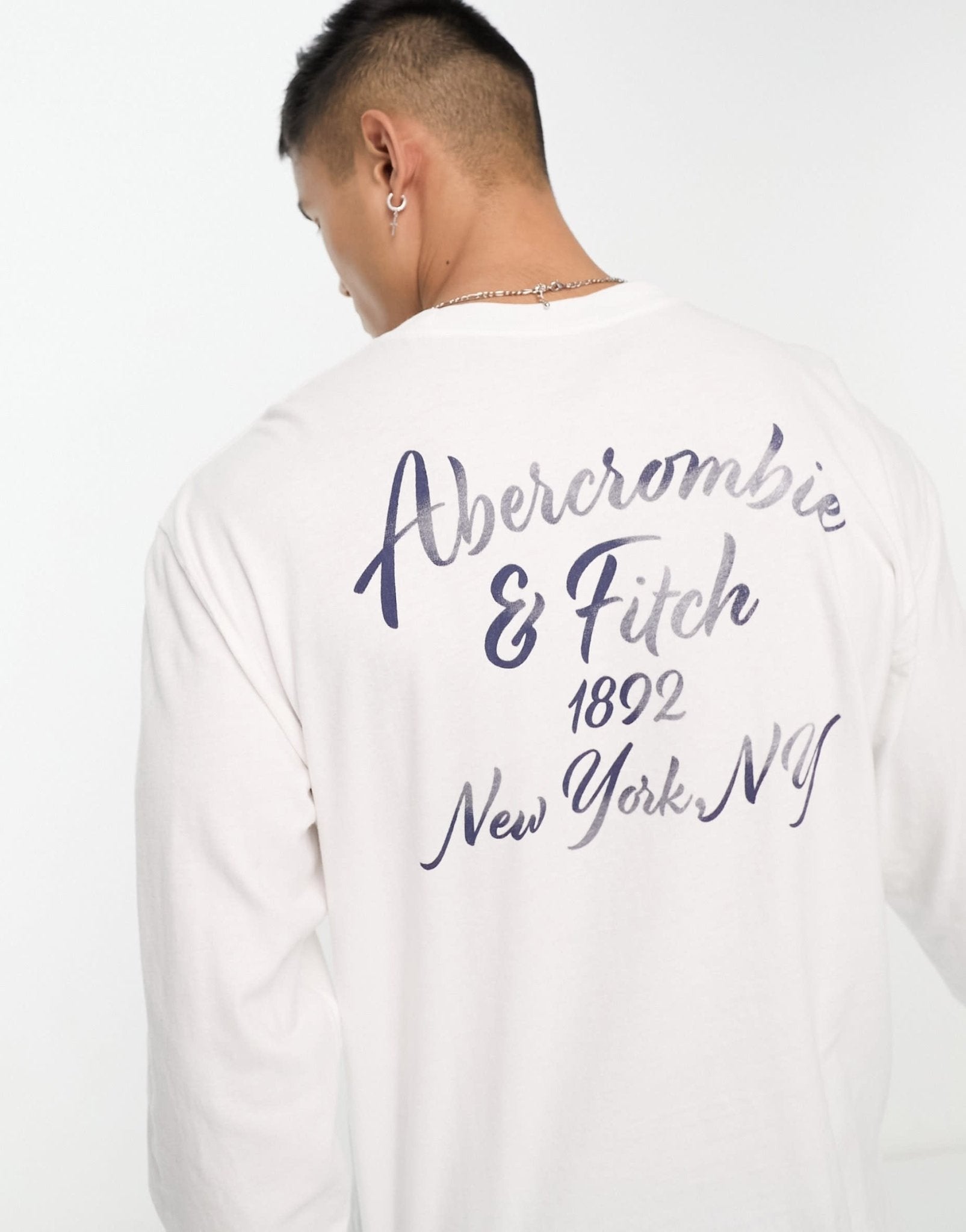 Abercrombie & Fitch patch & back logo long sleeve top in white - ASOS Sample Sale EU Store