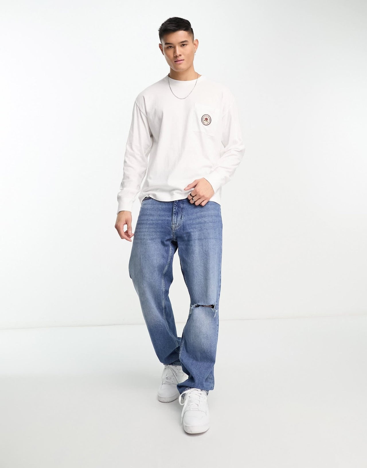 Abercrombie & Fitch patch & back logo long sleeve top in white - ASOS Sample Sale EU Store