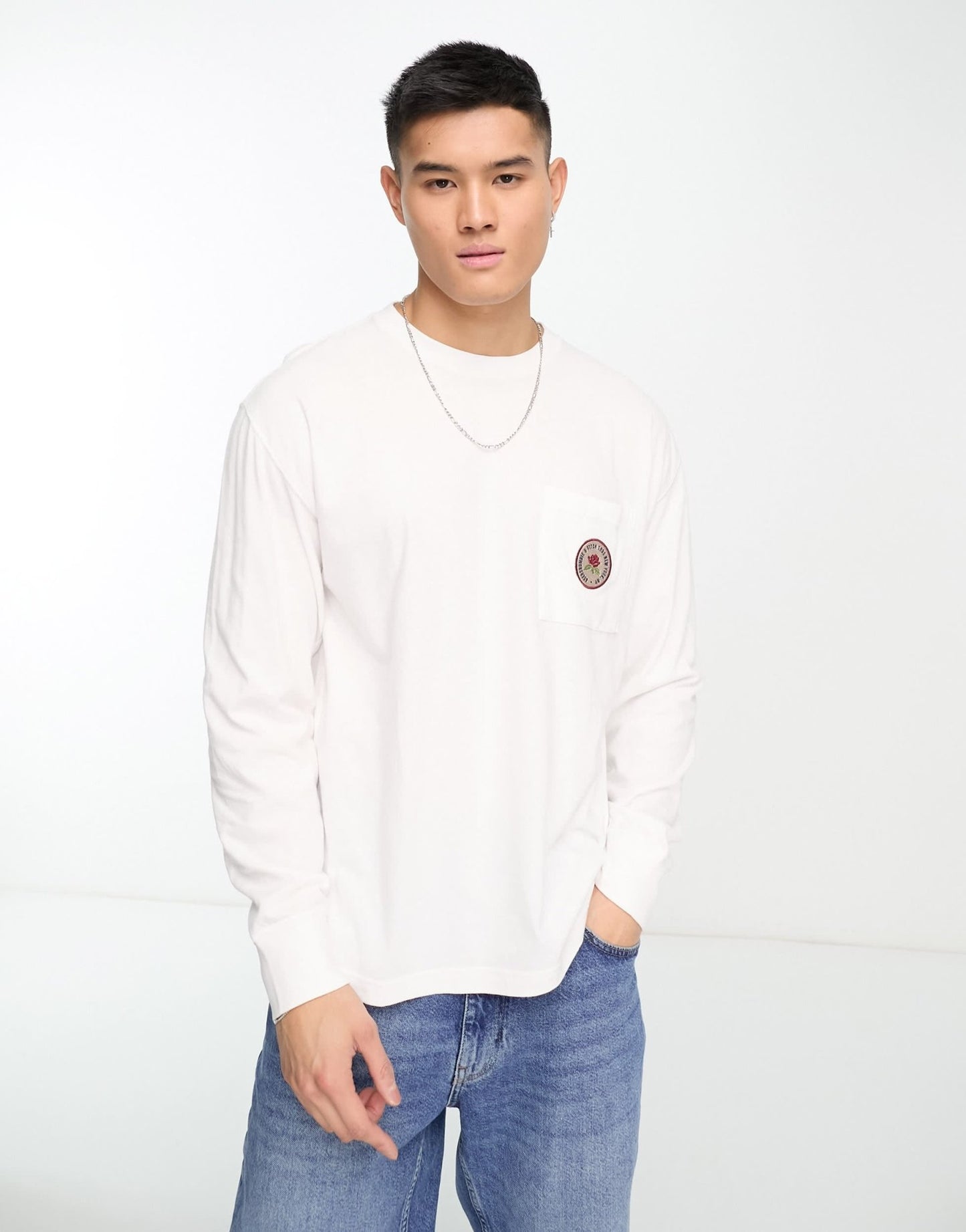 Abercrombie & Fitch patch & back logo long sleeve top in white - ASOS Sample Sale EU Store