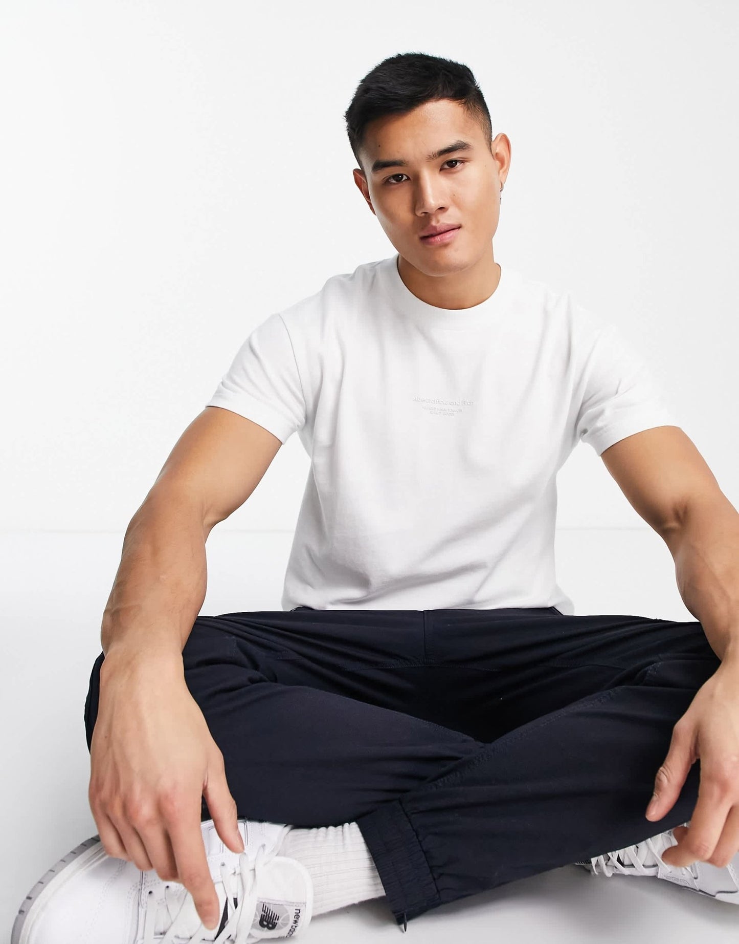 Abercrombie & Fitch plastisol central logo t-shirt in white - ASOS Sample Sale EU Store