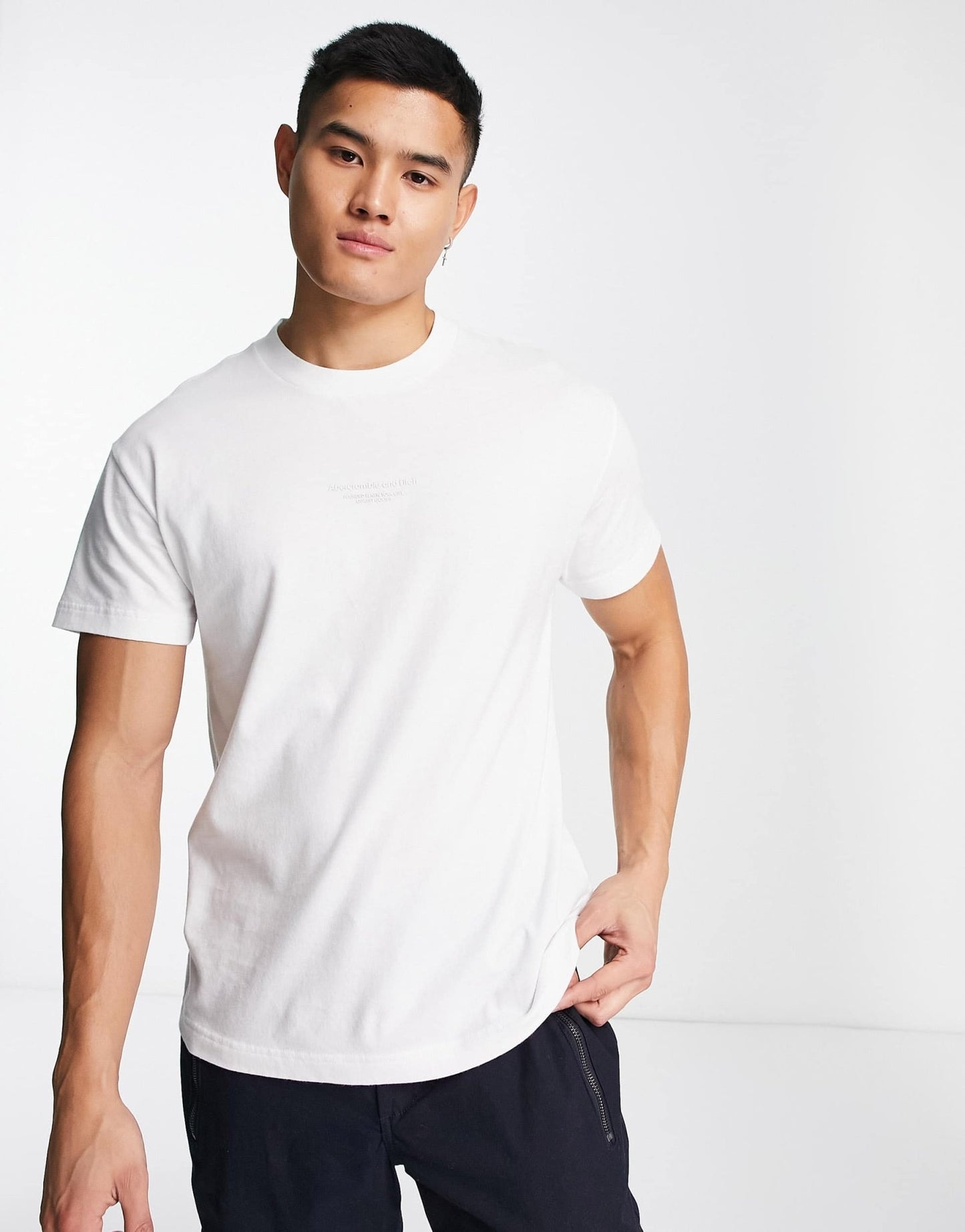 Abercrombie & Fitch plastisol central logo t-shirt in white - ASOS Sample Sale EU Store