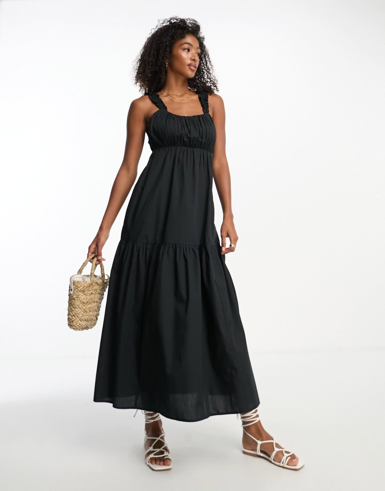 Abercrombie & Fitch poplin maxi dress in black - ASOS Sample Sale EU Store