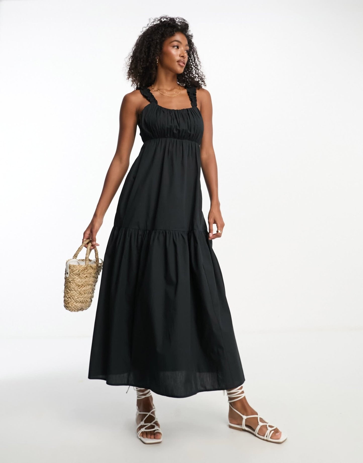 Abercrombie & Fitch poplin maxi dress in black - ASOS Sample Sale EU Store