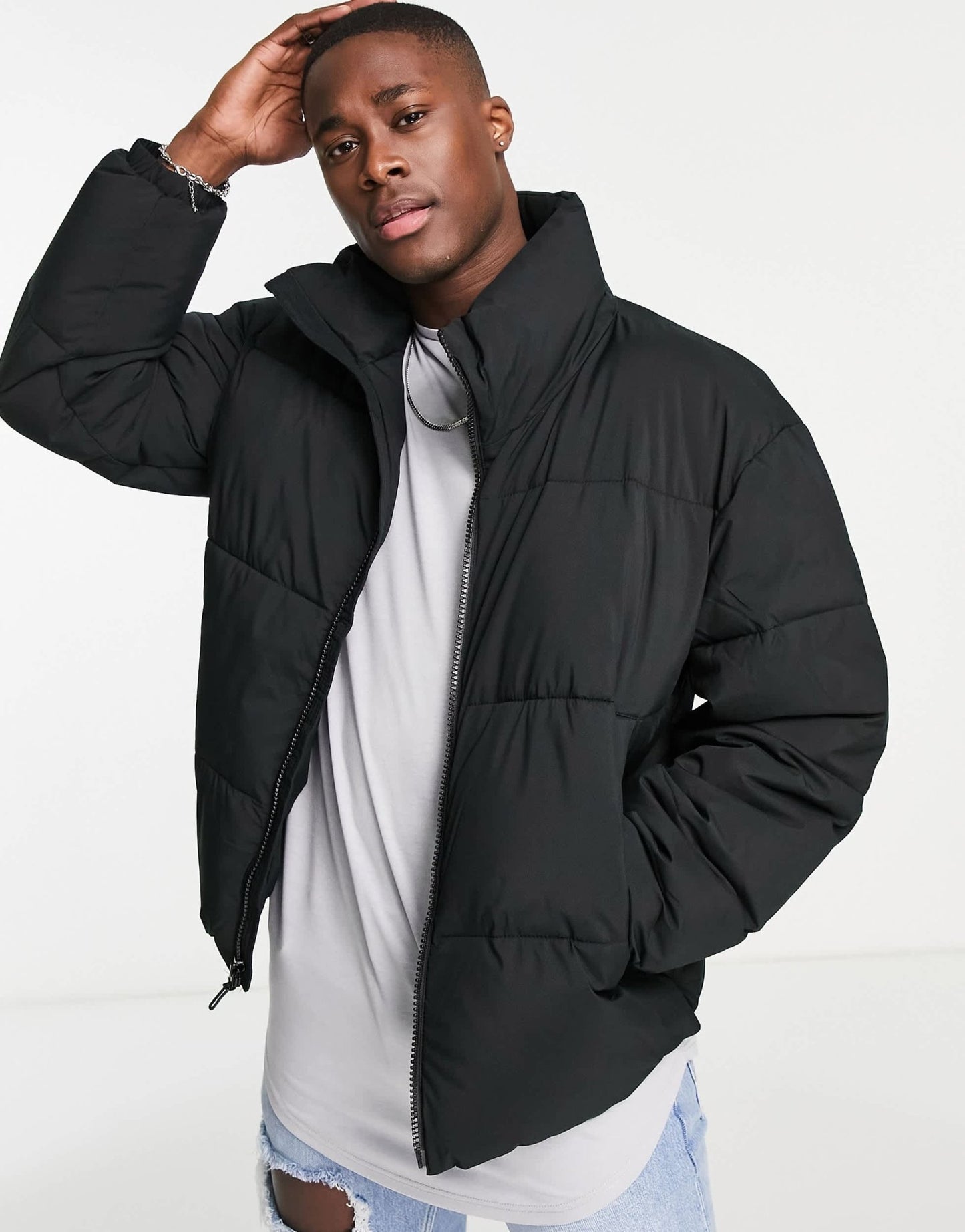 Abercrombie & Fitch relaxed fit heavy puffer jacket in black - ASOS Sample Sale EU Store