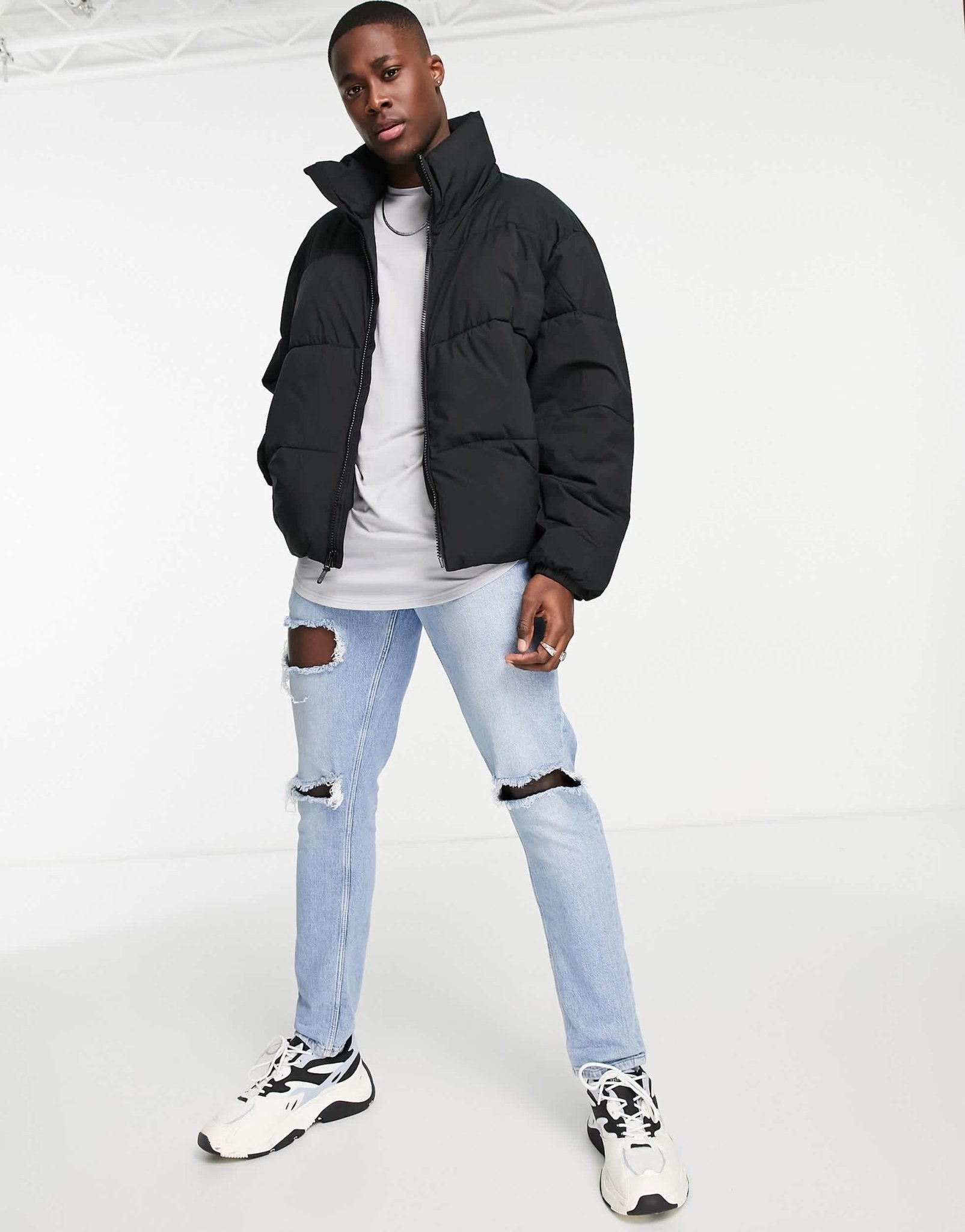 Abercrombie & Fitch relaxed fit heavy puffer jacket in black - ASOS Sample Sale EU Store