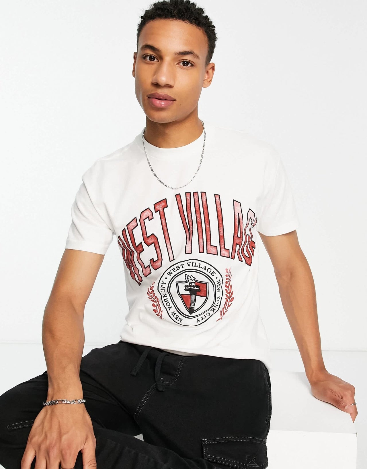 Abercrombie & Fitch retro prep west village print t-shirt in white - ASOS Sample Sale EU Store