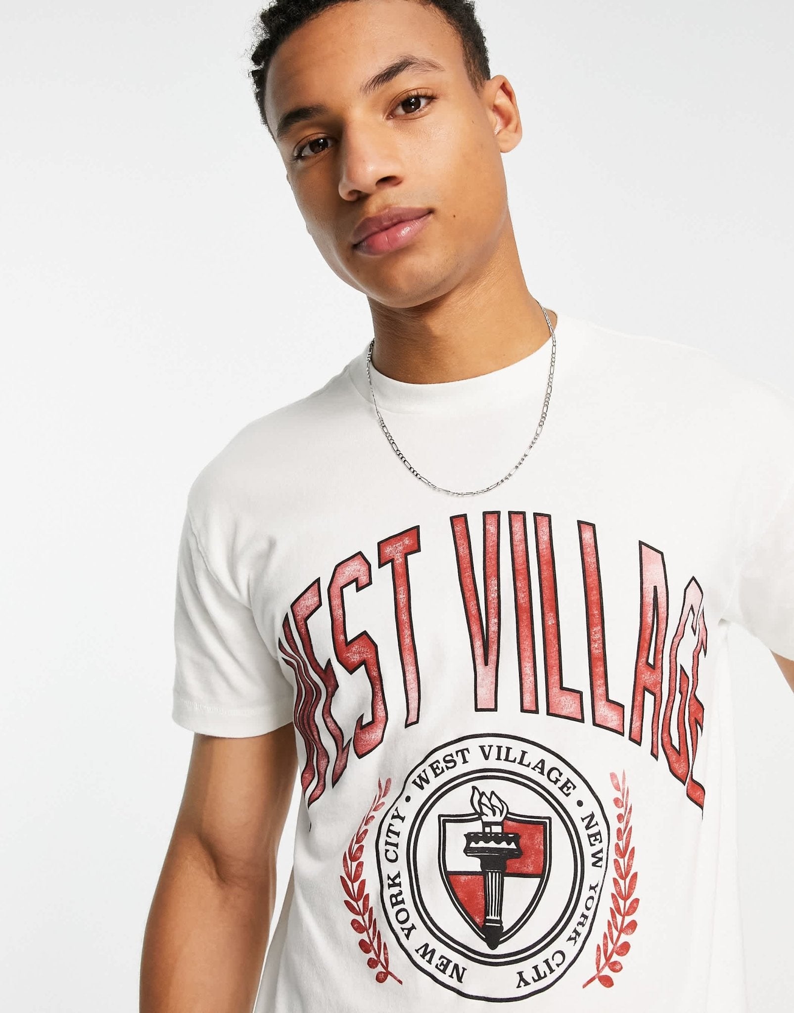 Abercrombie & Fitch retro prep west village print t-shirt in white - ASOS Sample Sale EU Store