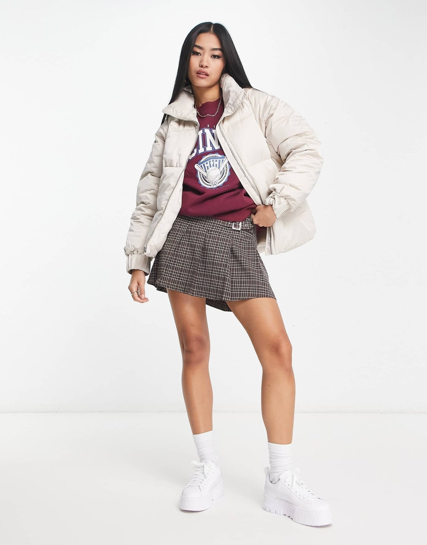 Abercrombie & Fitch satin nylon puffer jacket in light grey - ASOS Sample Sale EU Store