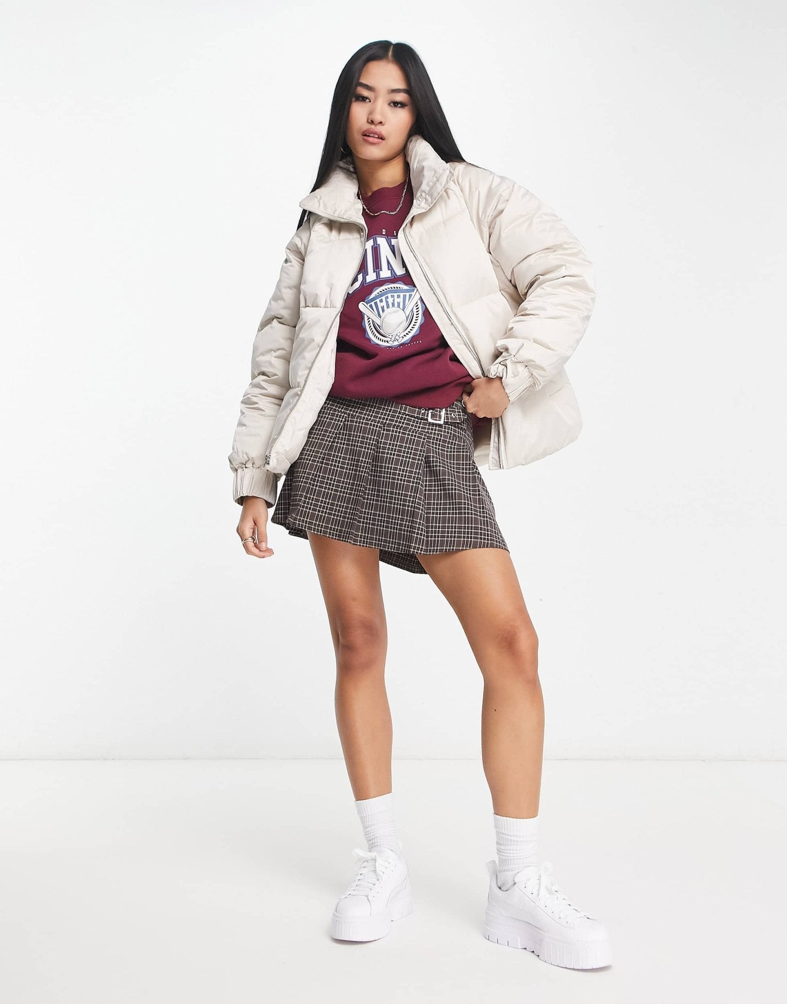 Abercrombie & Fitch satin nylon puffer jacket in light grey - ASOS Sample Sale EU Store