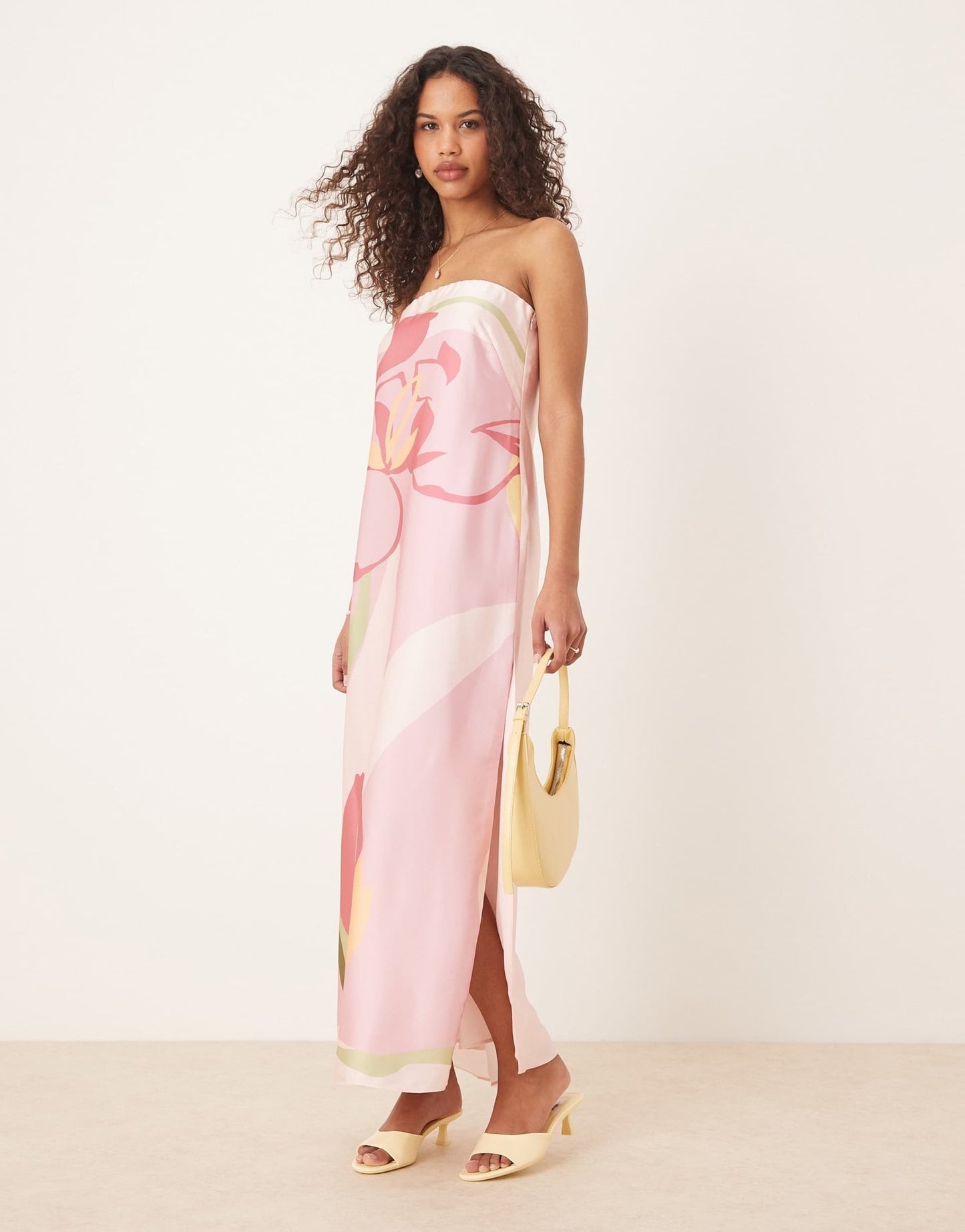 Abercrombie & Fitch satin strapless maxi dress in pink floral - ASOS Sample Sale EU Store