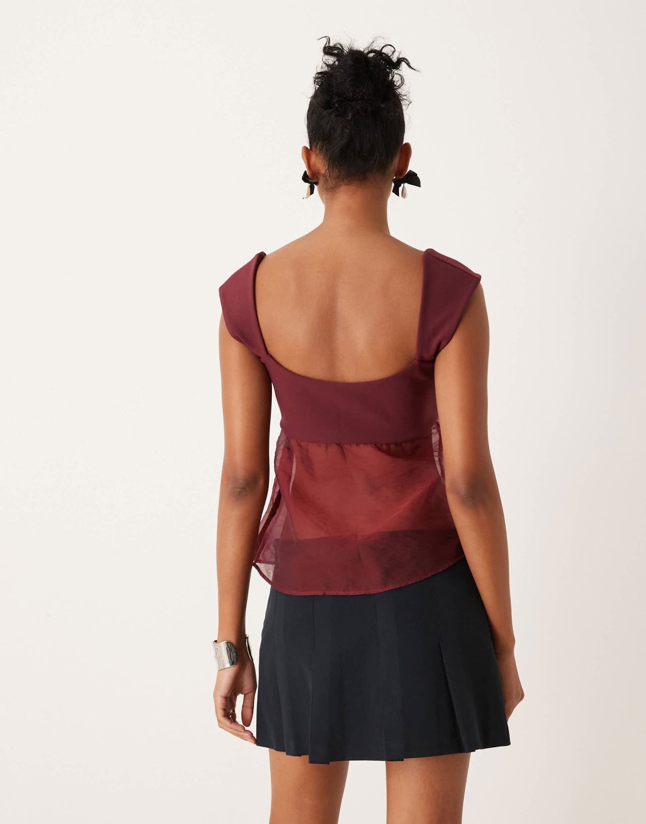Abercrombie & Fitch sheer babydoll cami top in burgundy - ASOS Sample Sale EU Store