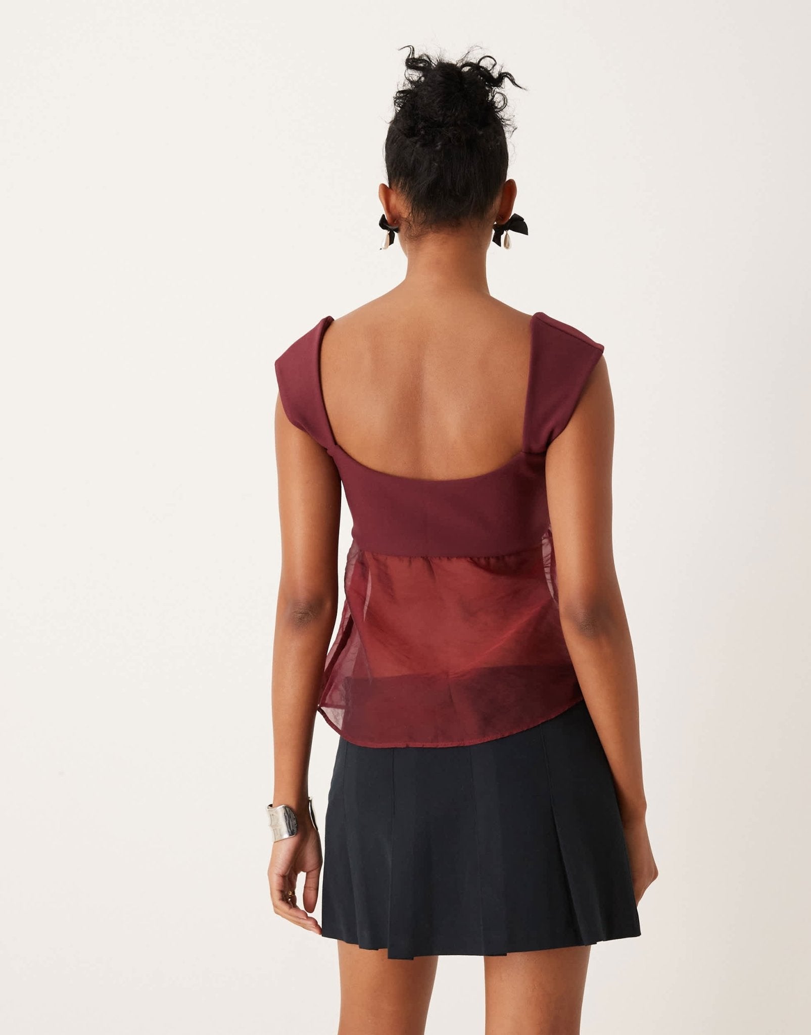 Abercrombie & Fitch sheer babydoll cami top in burgundy - ASOS Sample Sale EU Store