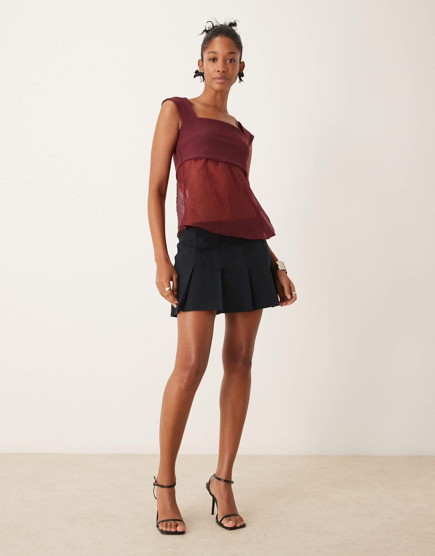 Abercrombie & Fitch sheer babydoll cami top in burgundy - ASOS Sample Sale EU Store