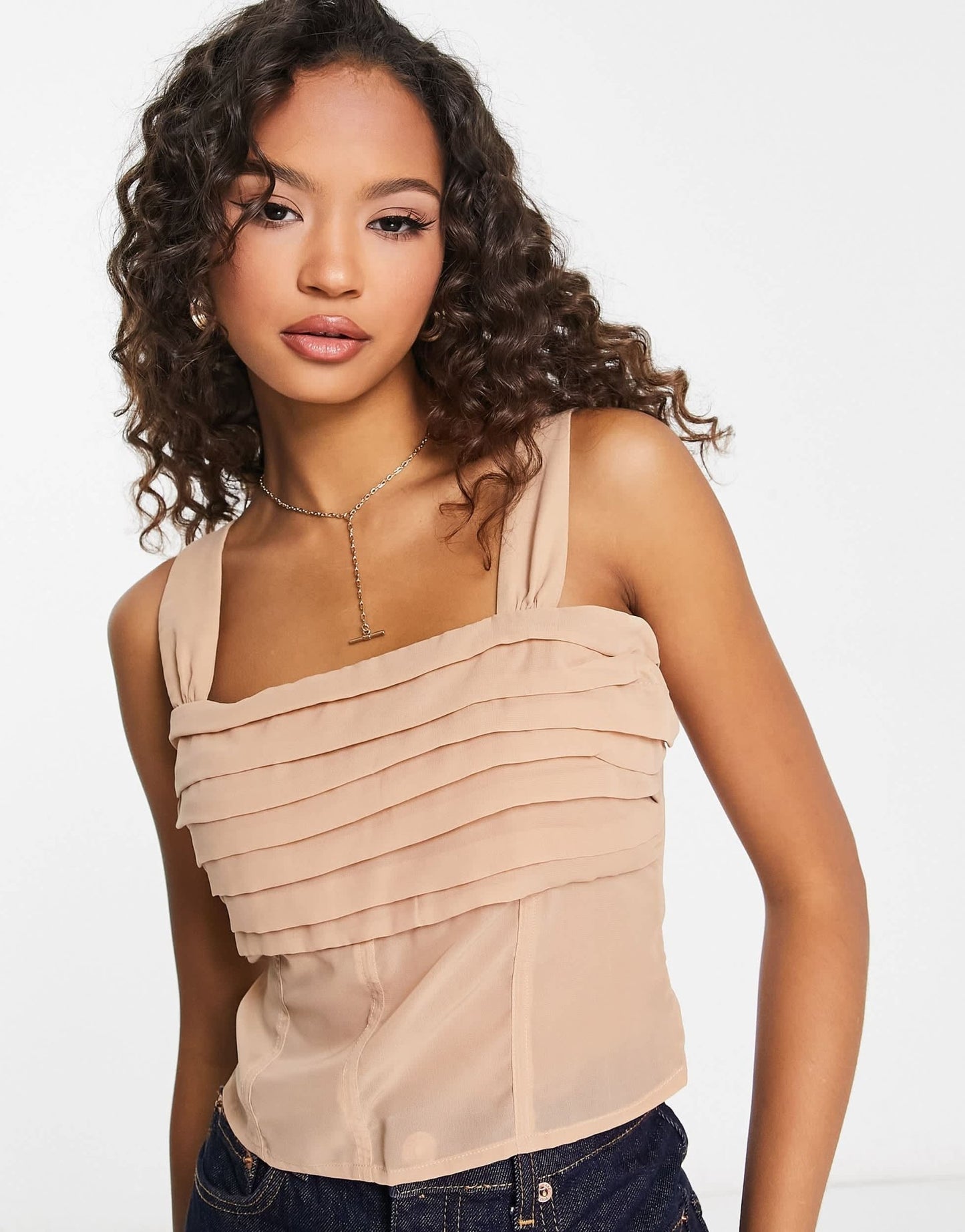 Abercrombie & Fitch sheer babydoll top in brown - ASOS Sample Sale EU Store