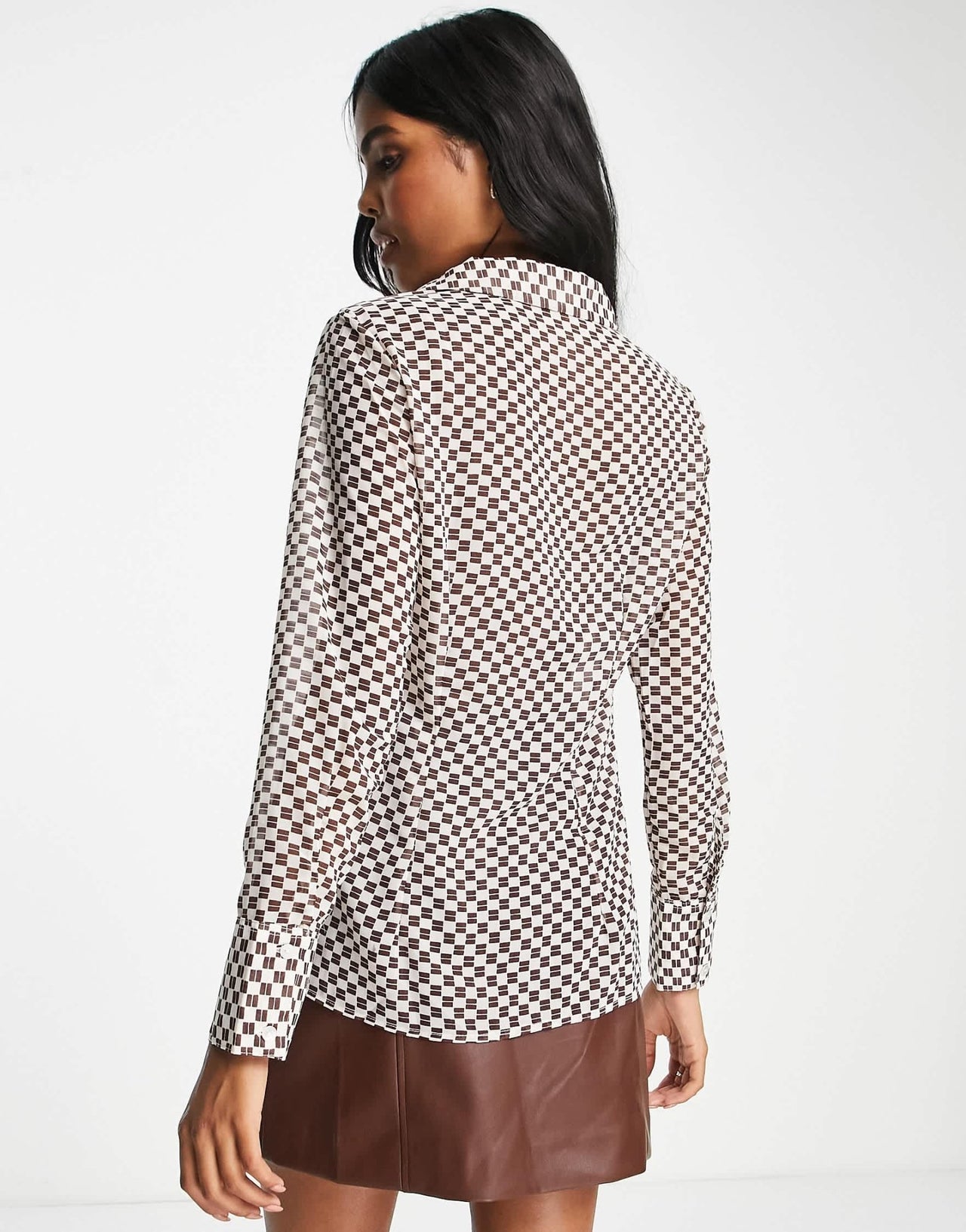 Abercrombie & Fitch sheer shirt in brown checkerboard - ASOS Sample Sale EU Store