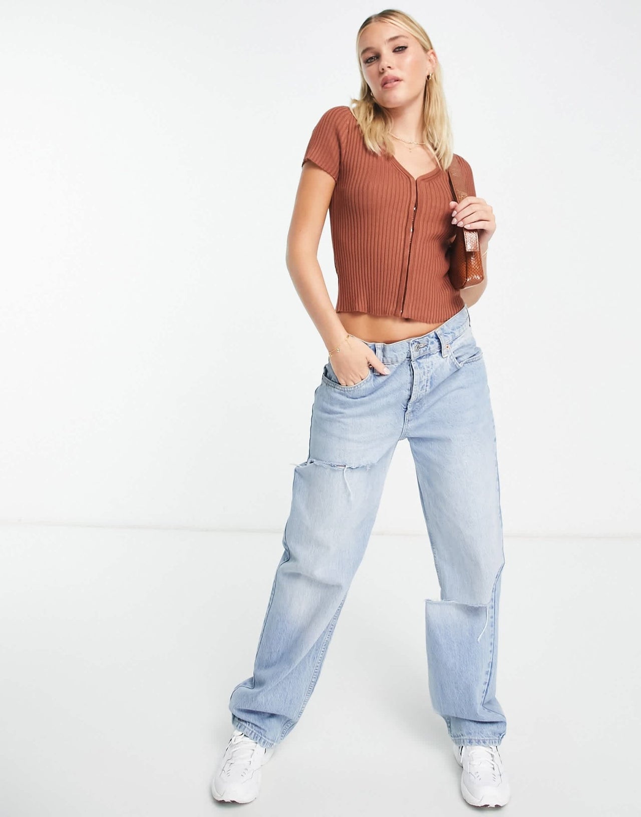 Abercrombie & Fitch short sleeve cardi top in brown - ASOS Sample Sale EU Store