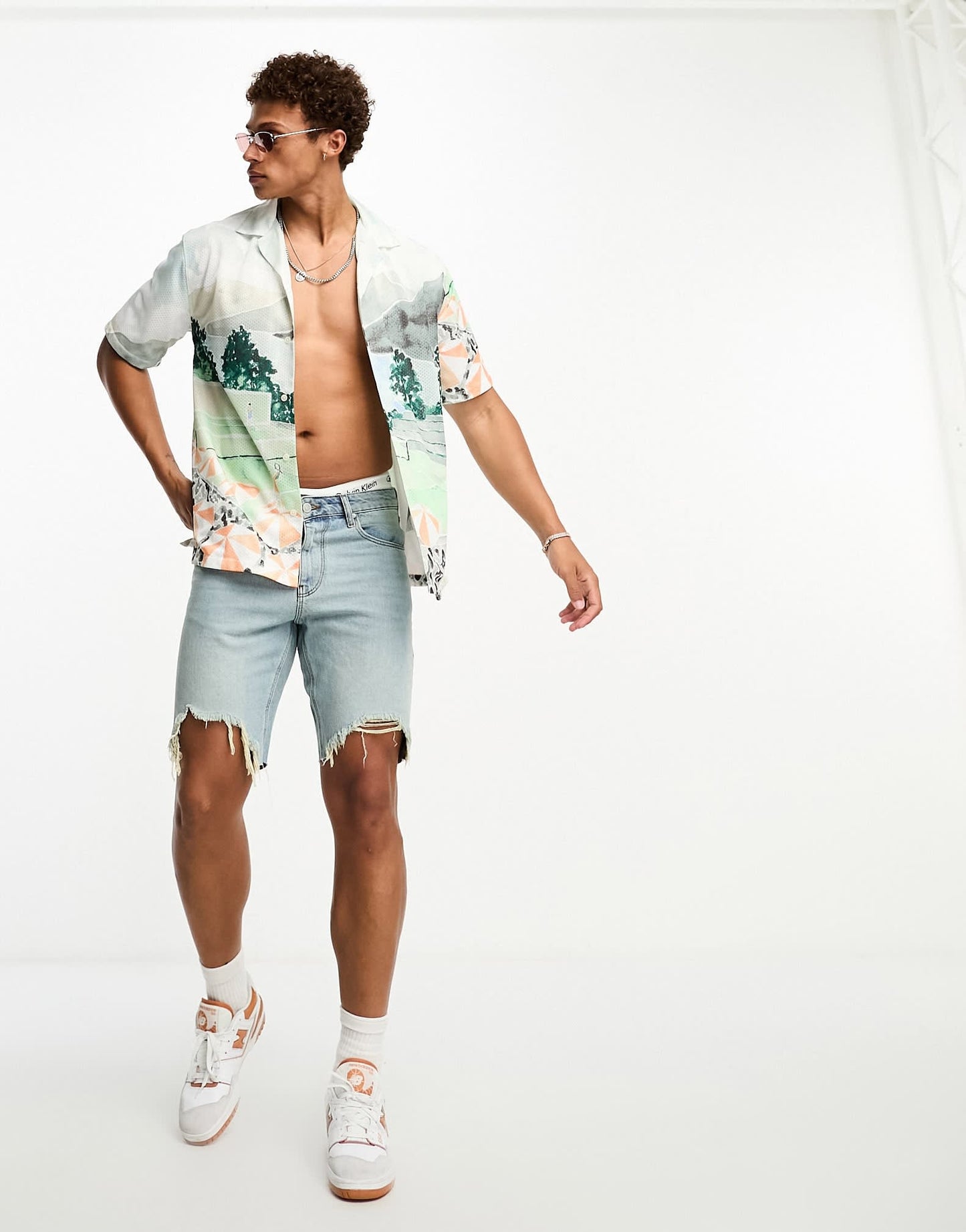 Abercrombie & Fitch short sleeve revere collar scenic print mesh shirt in multi - ASOS Sample Sale EU Store